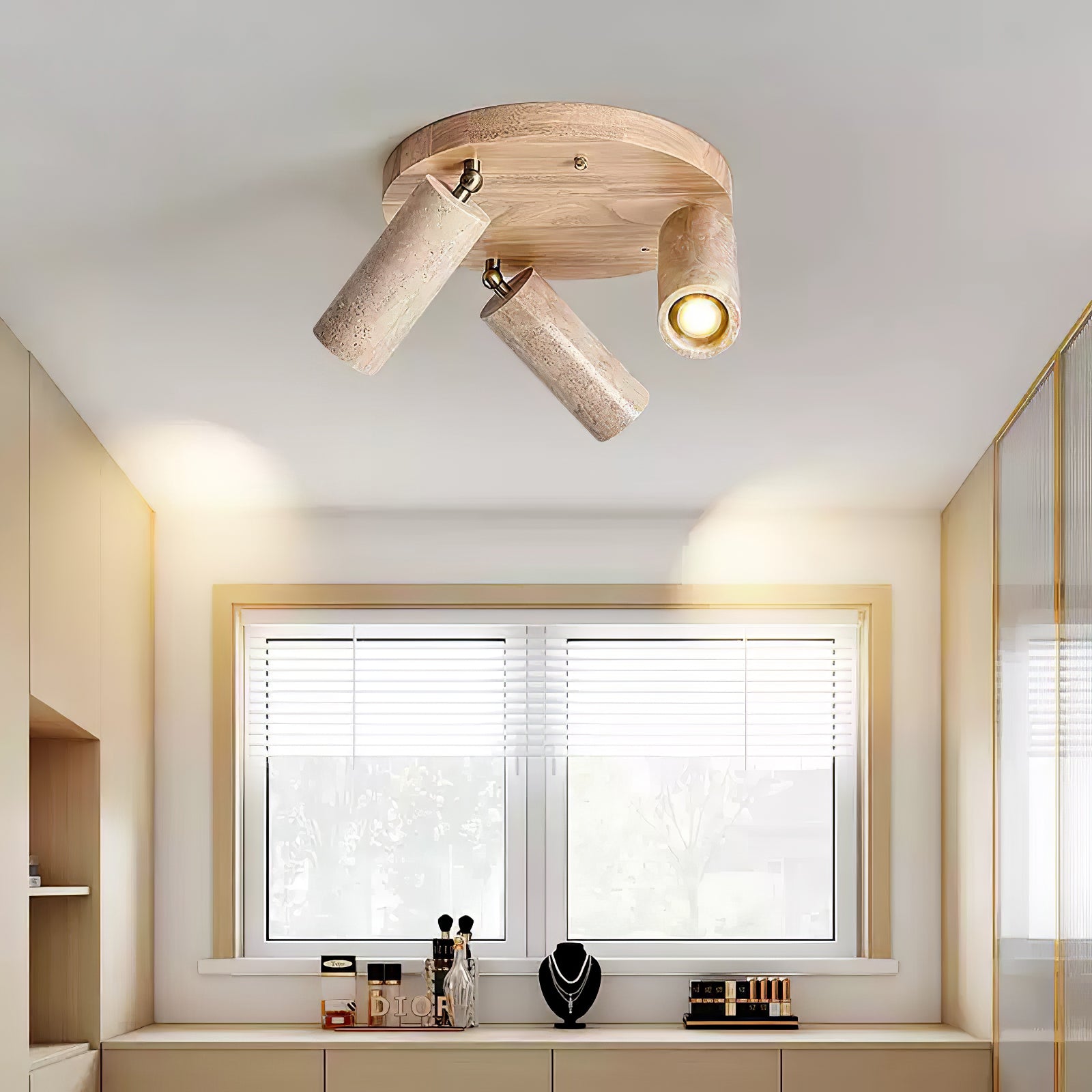 Zevenion Multi-Arm Travertine Ceiling Light