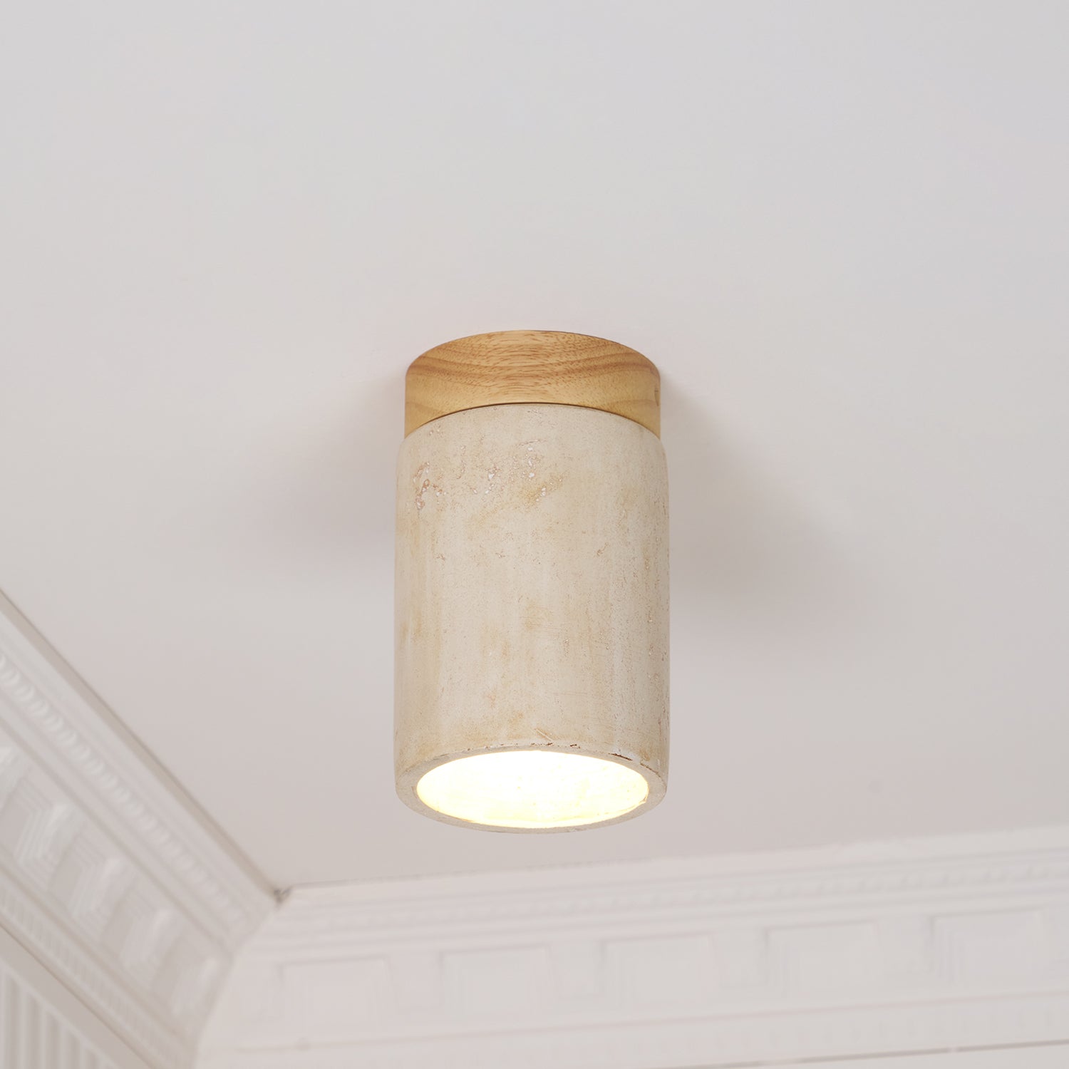 Valelelle Cylinder Cap Travertine Ceiling Light