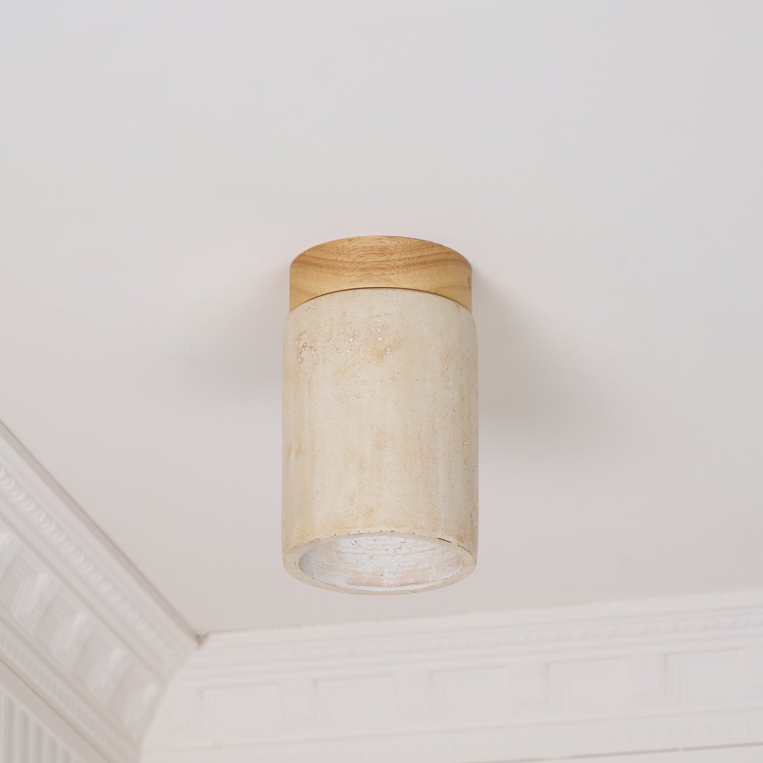 Valelelle Cylinder Cap Travertine Ceiling Light