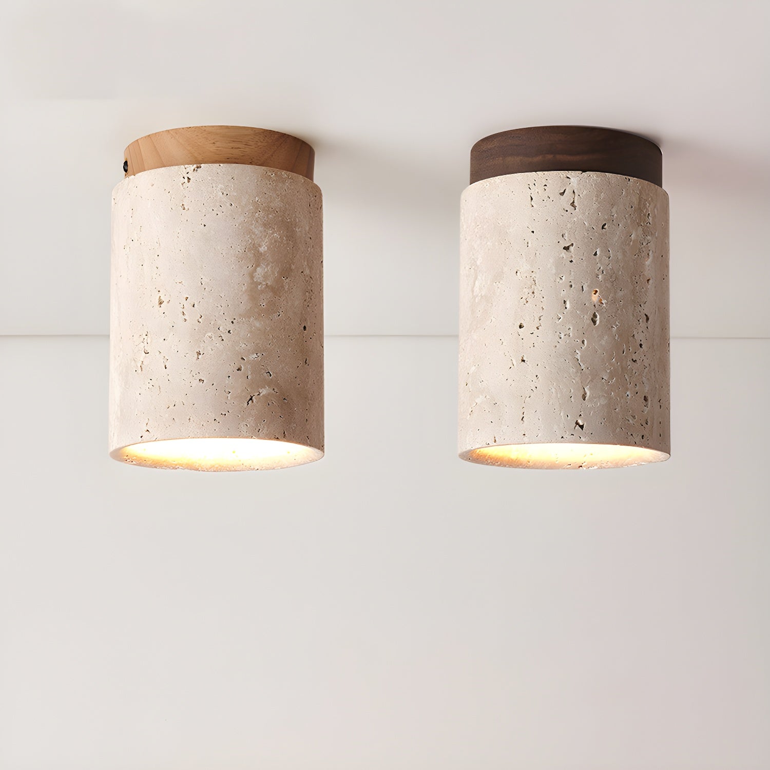 Valelelle Cylinder Cap Travertine Ceiling Light