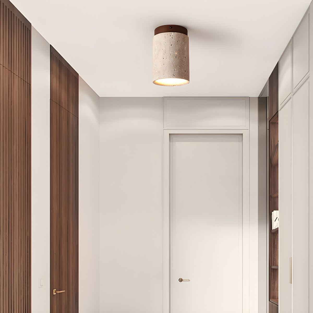 Valelelle Cylinder Cap Travertine Ceiling Light