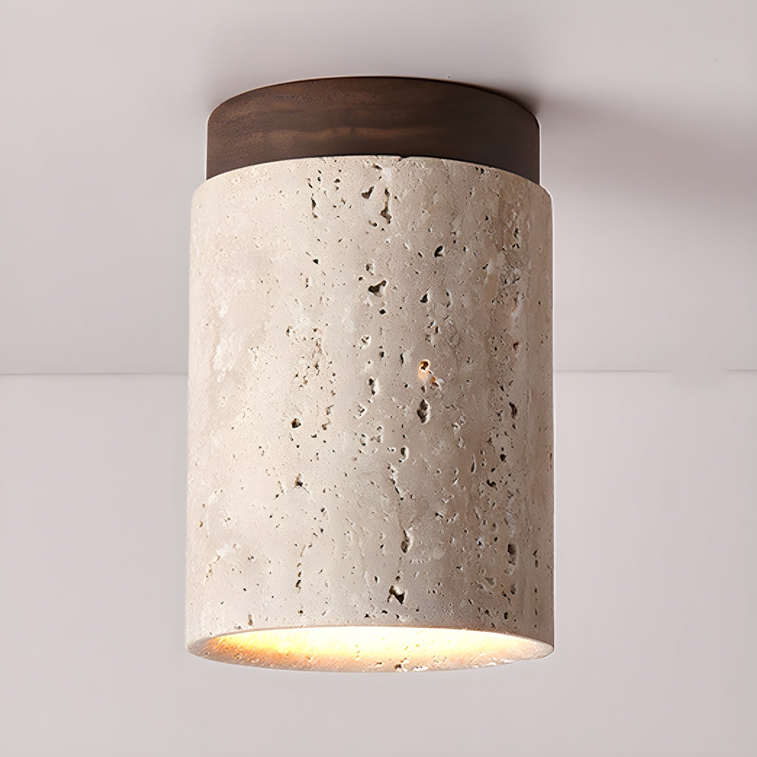 Valelelle Cylinder Cap Travertine Ceiling Light
