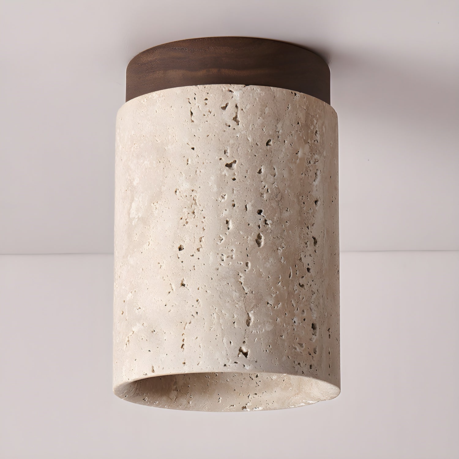Valelelle Cylinder Cap Travertine Ceiling Light