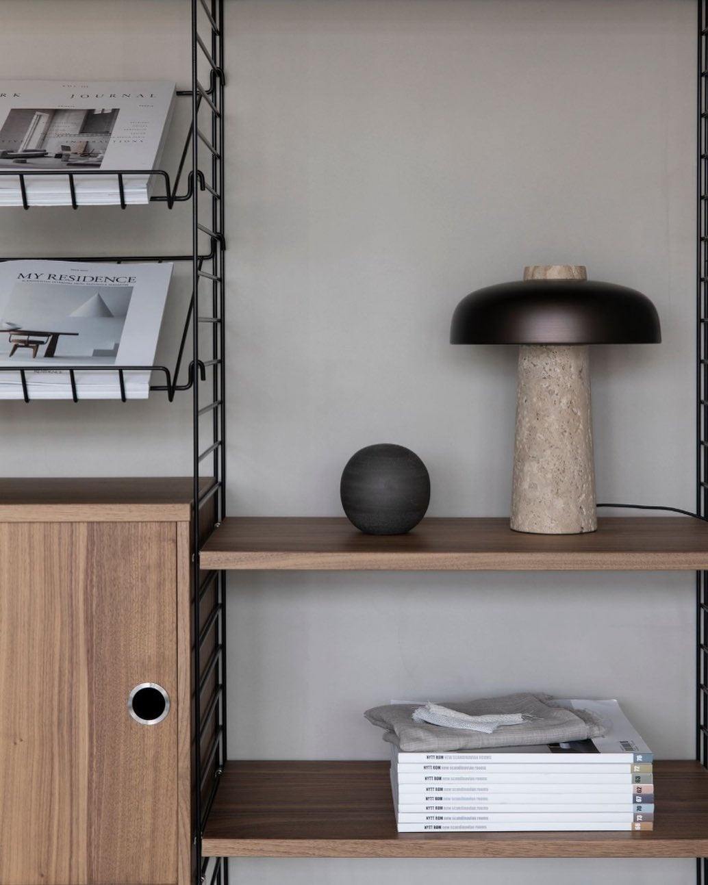 Tavivira Mushroom Form Travertine Table Lamp