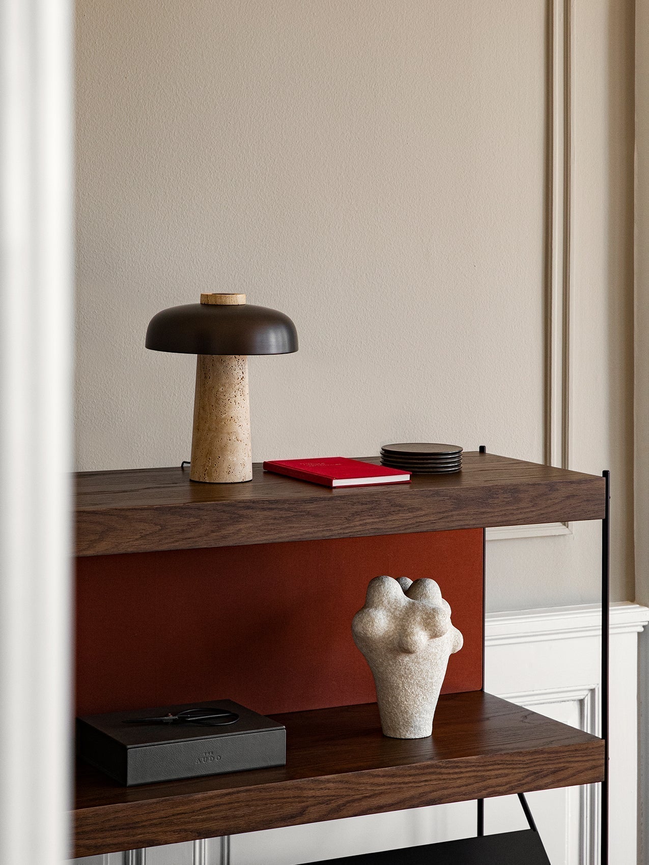 Tavivira Mushroom Form Travertine Table Lamp