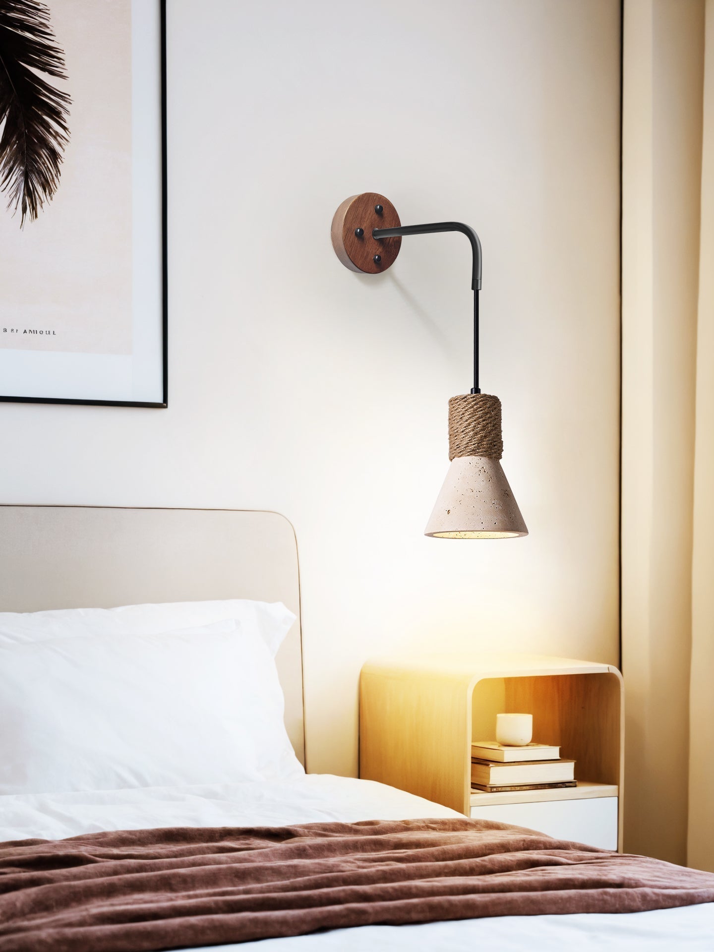 Litz Vintage Yellow Travertine Rope Wall Lamp