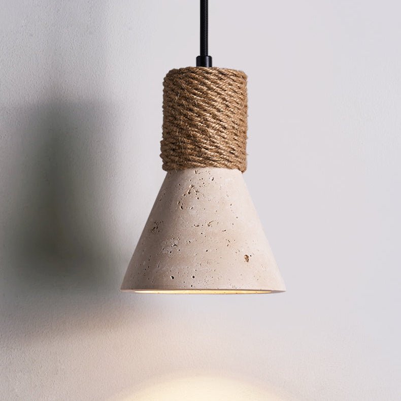 Litz Vintage Yellow Travertine Rope Wall Lamp
