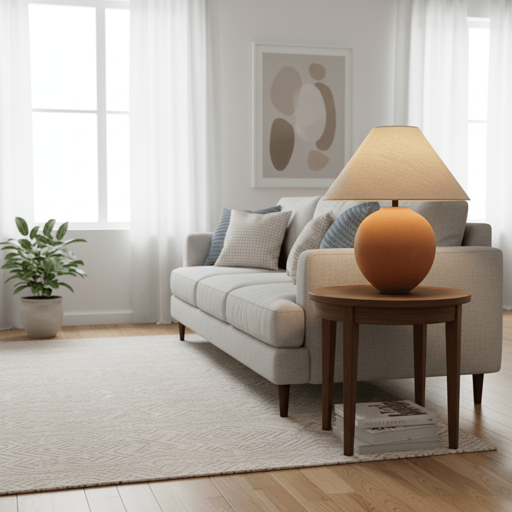 Terracotta Hued Ceramic Table Lamp