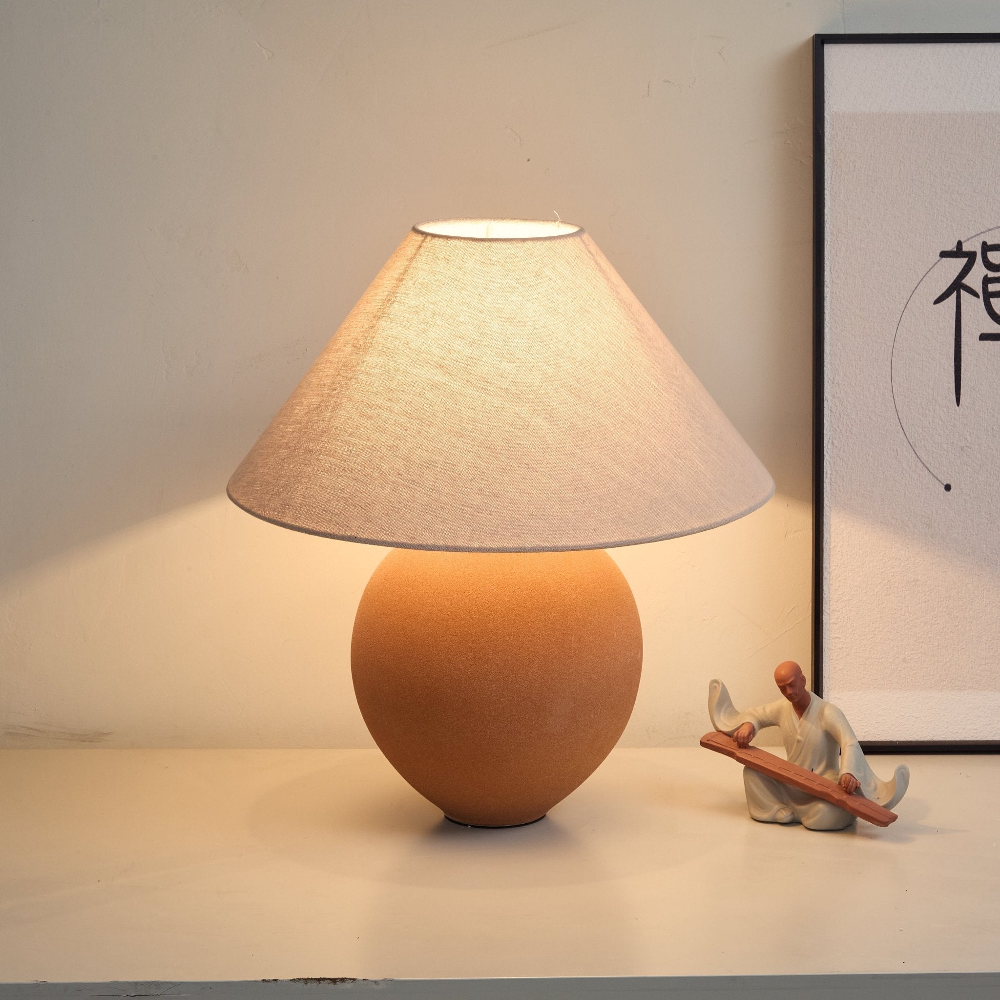 Terracotta Hued Ceramic Table Lamp