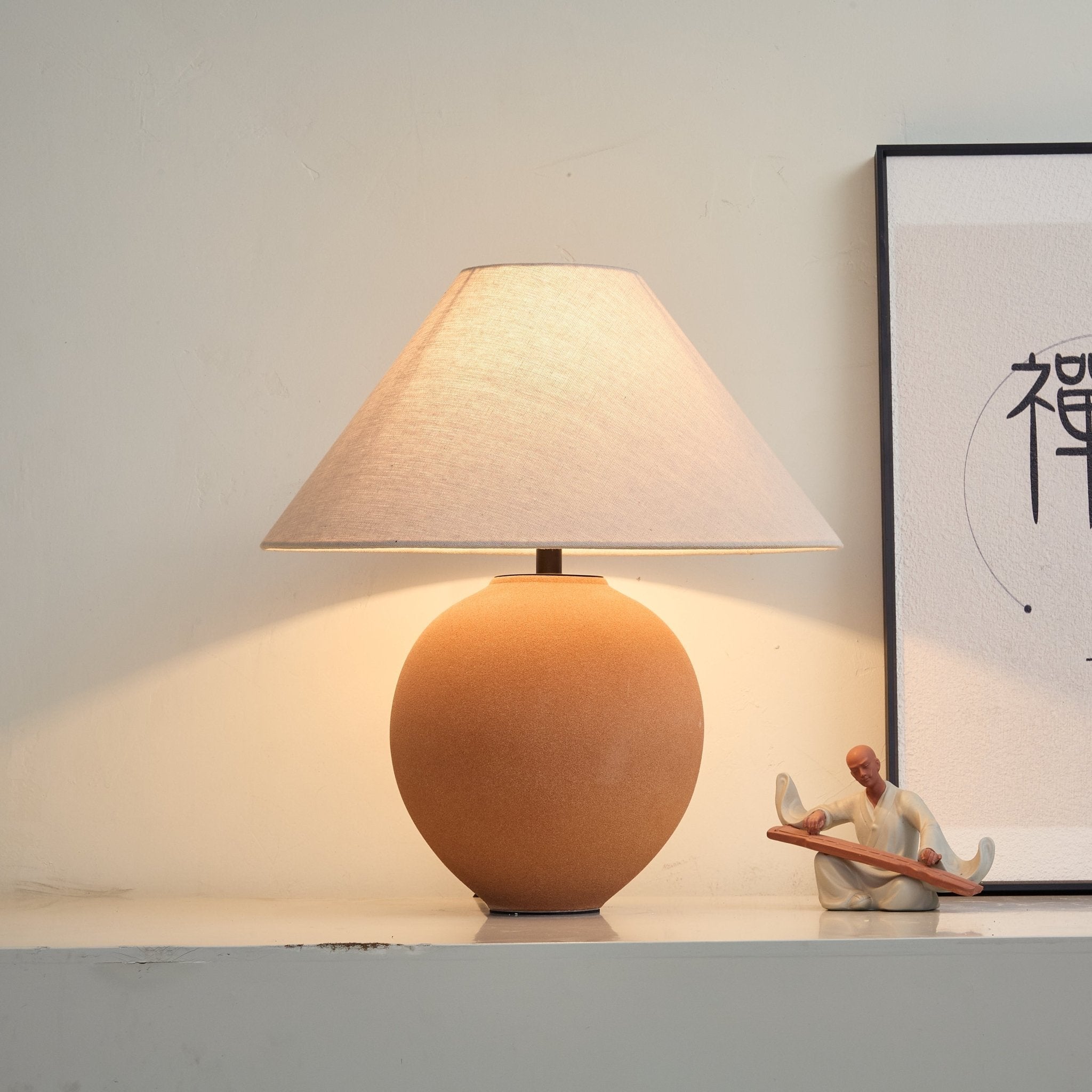 Terracotta Hued Ceramic Table Lamp