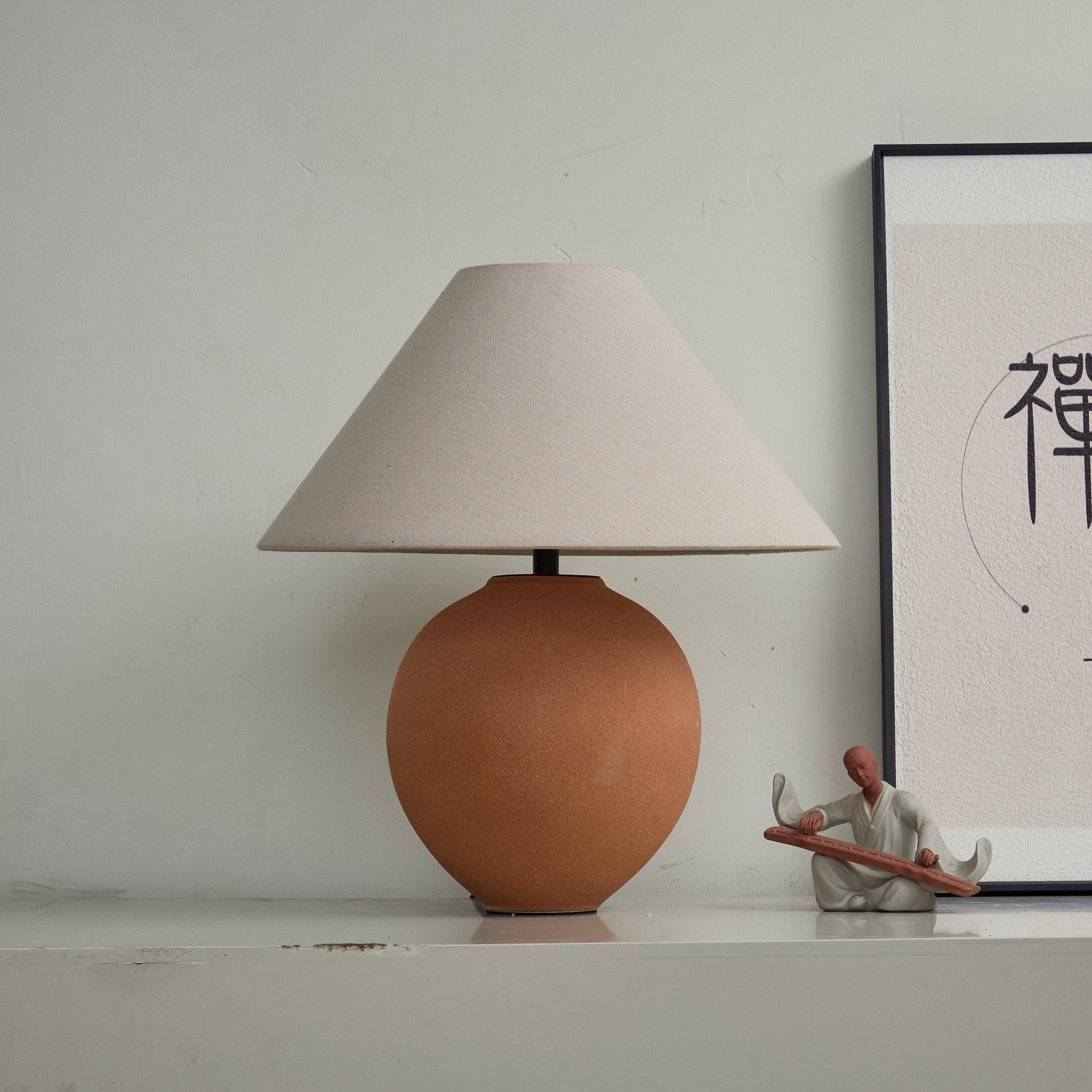 Terracotta Hued Ceramic Table Lamp