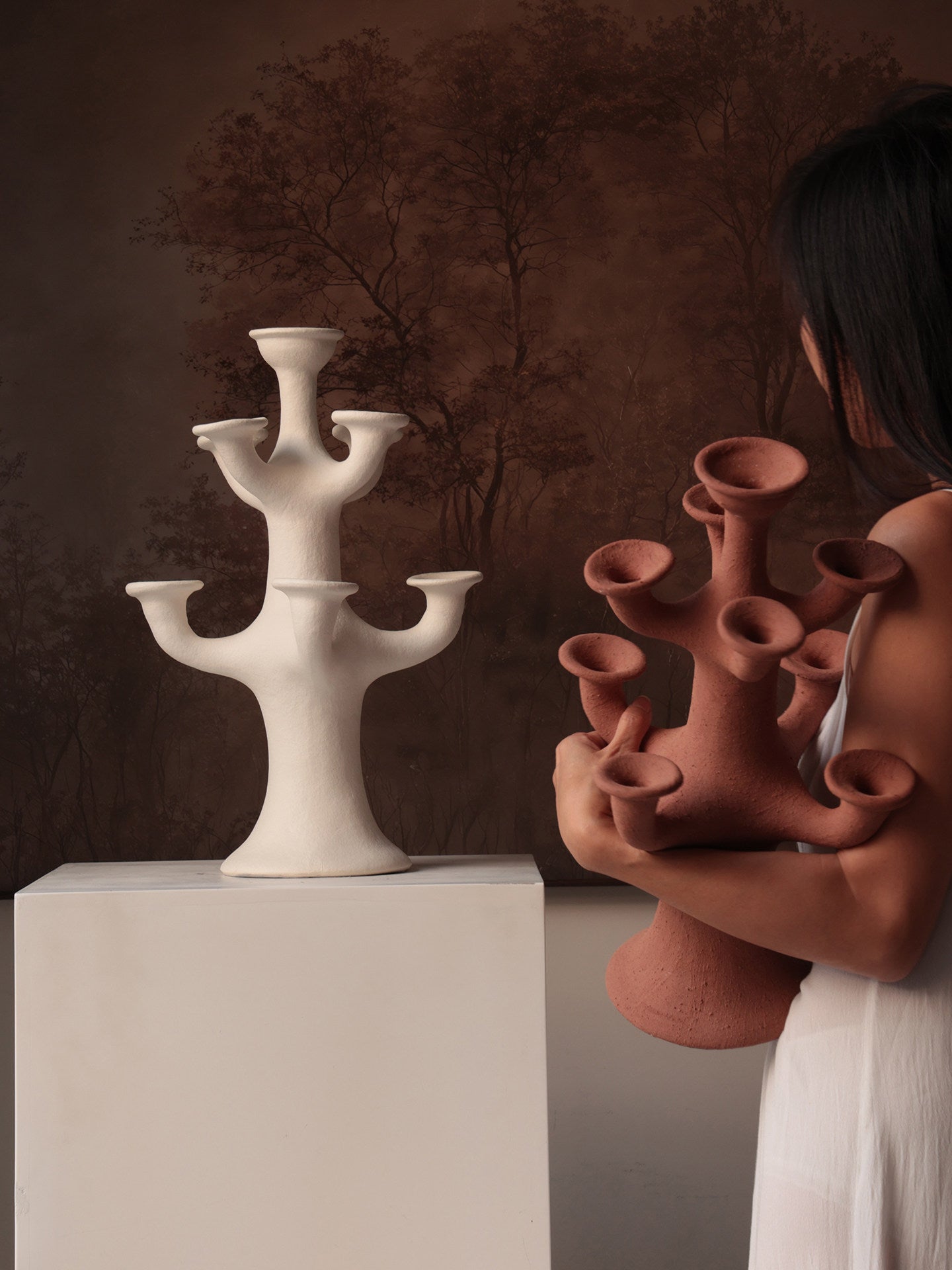 Terracotta Tree Candelabra