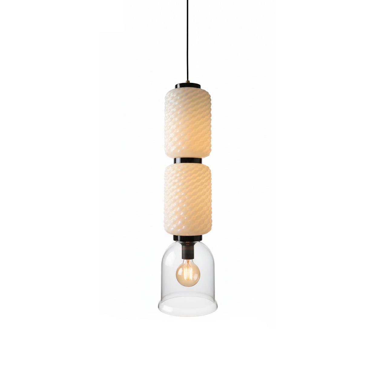 Calveris Textured Layered Glass Pendant Light