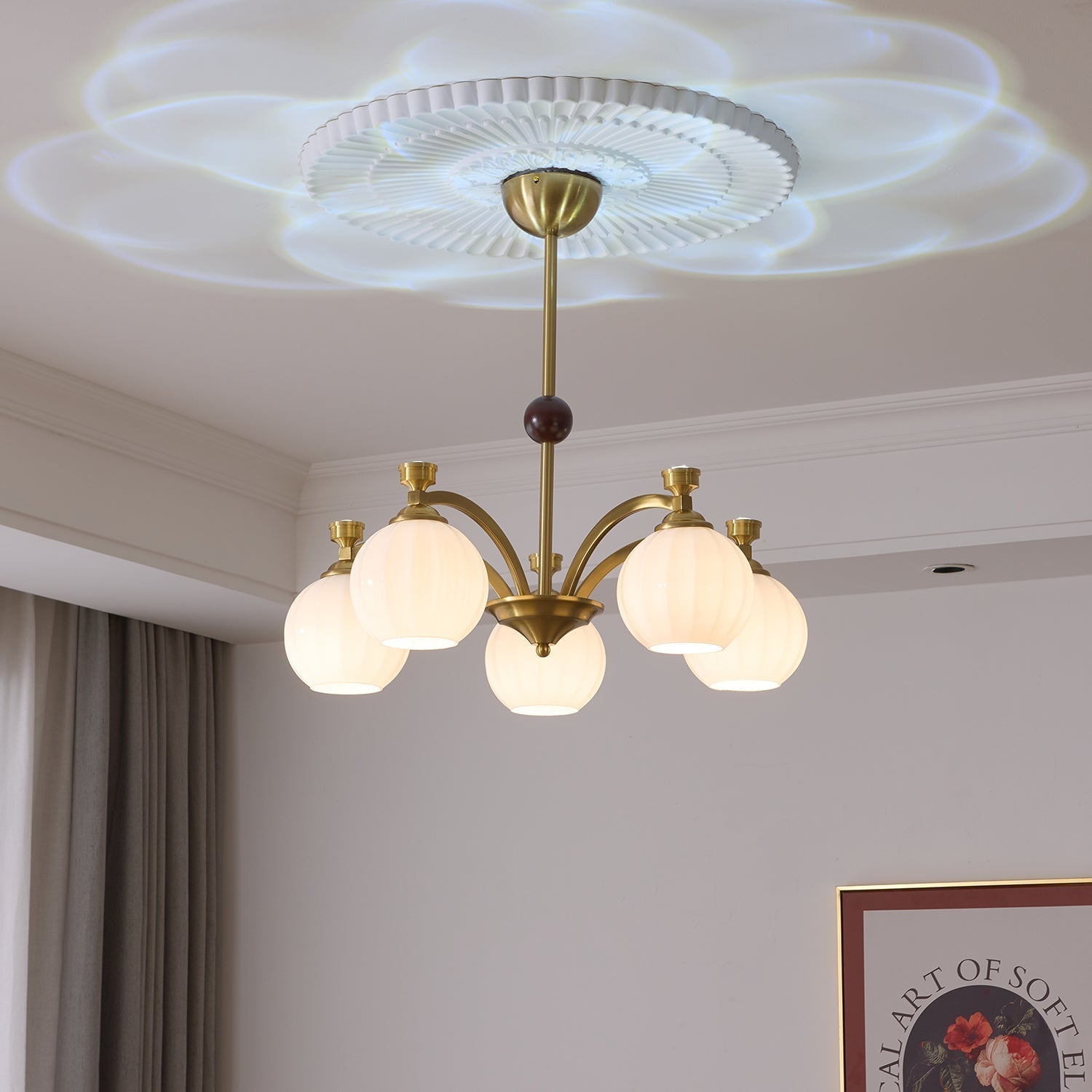Usilia Elegance Vintage Glass Wood Chandelier