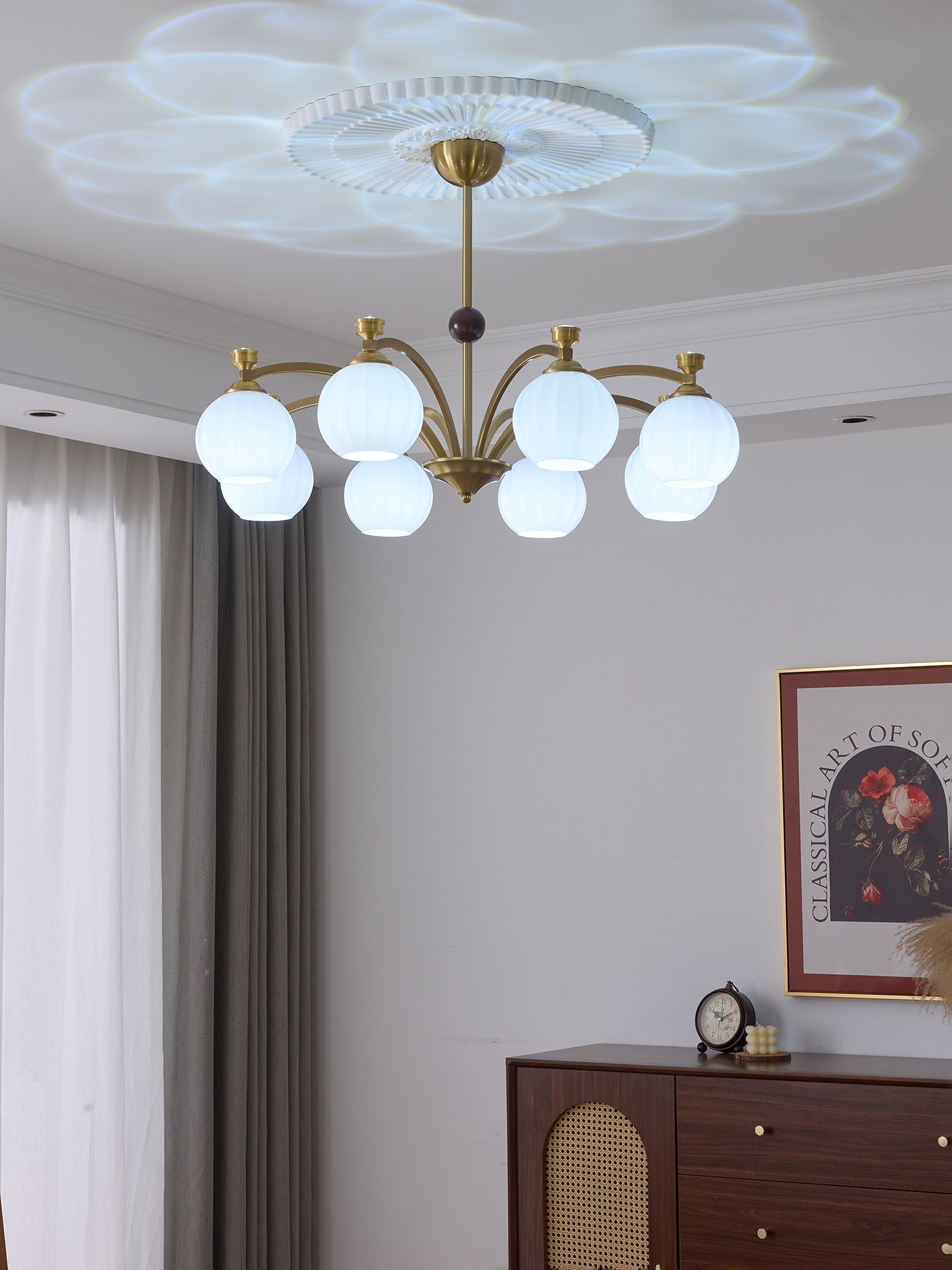 Usilia Elegance Vintage Glass Wood Chandelier