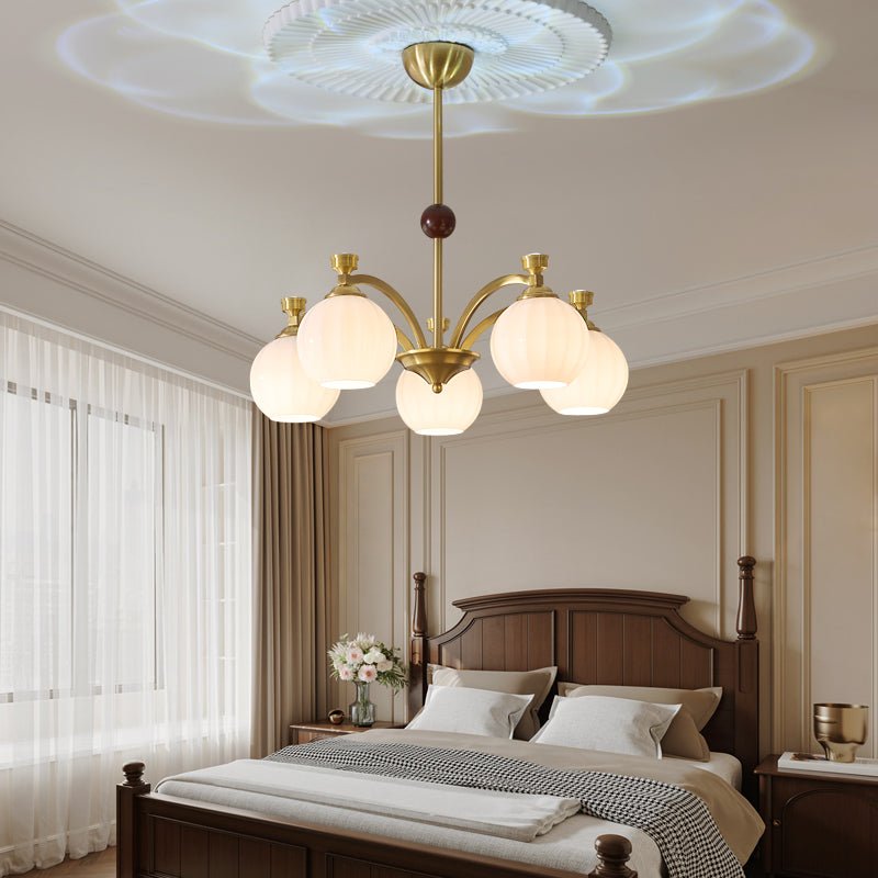 Usilia Elegance Vintage Glass Wood Chandelier