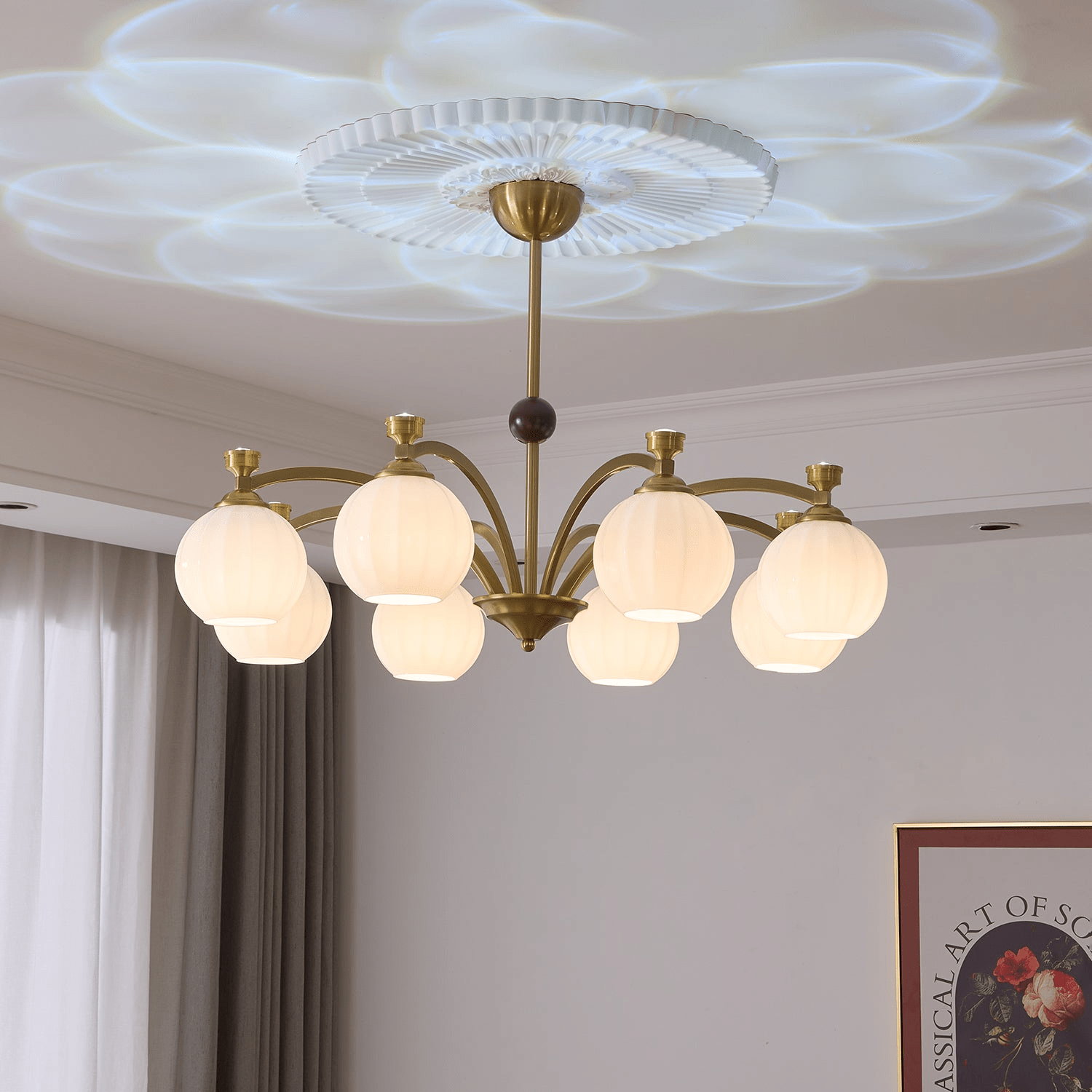 Usilia Elegance Vintage Glass Wood Chandelier