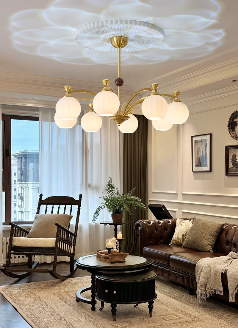 Usilia Elegance Vintage Glass Wood Chandelier