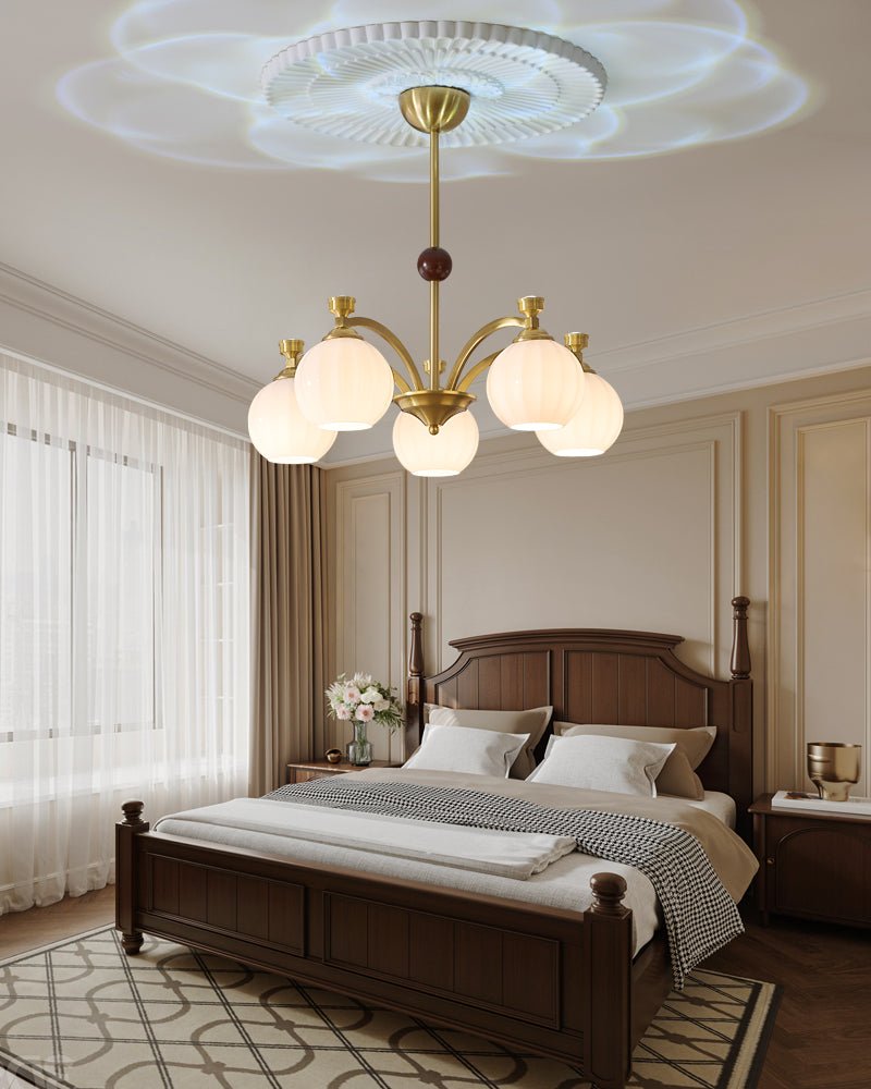 Usilia Elegance Vintage Glass Wood Chandelier