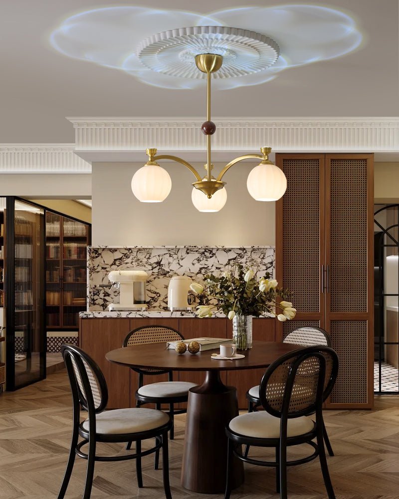 Usilia Elegance Vintage Glass Wood Chandelier
