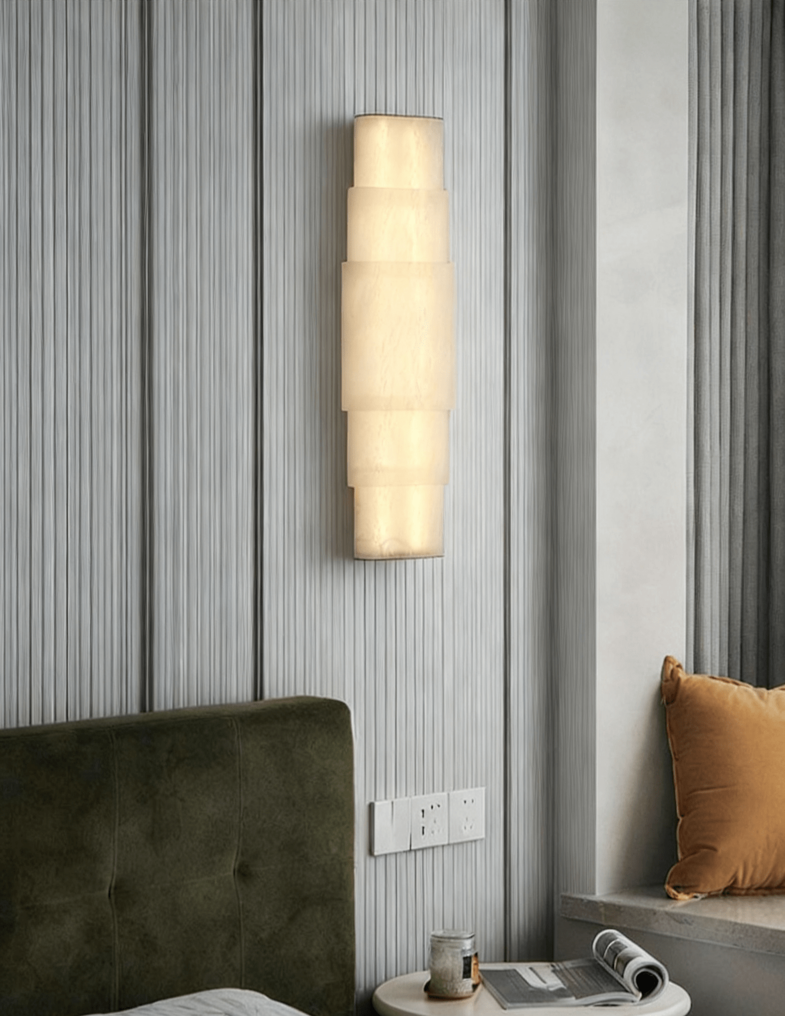 Dornette Tiered Alabaster Column Sconce
