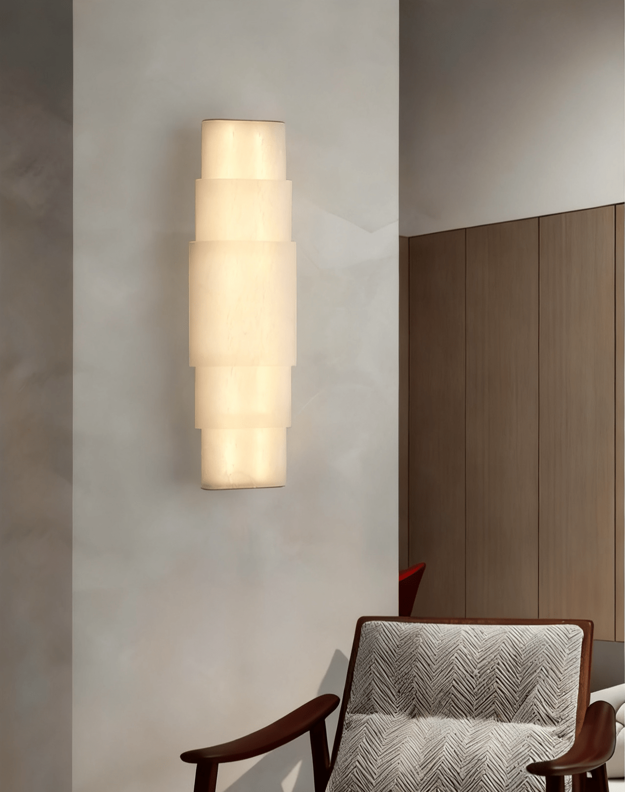 Dornette Tiered Alabaster Column Sconce