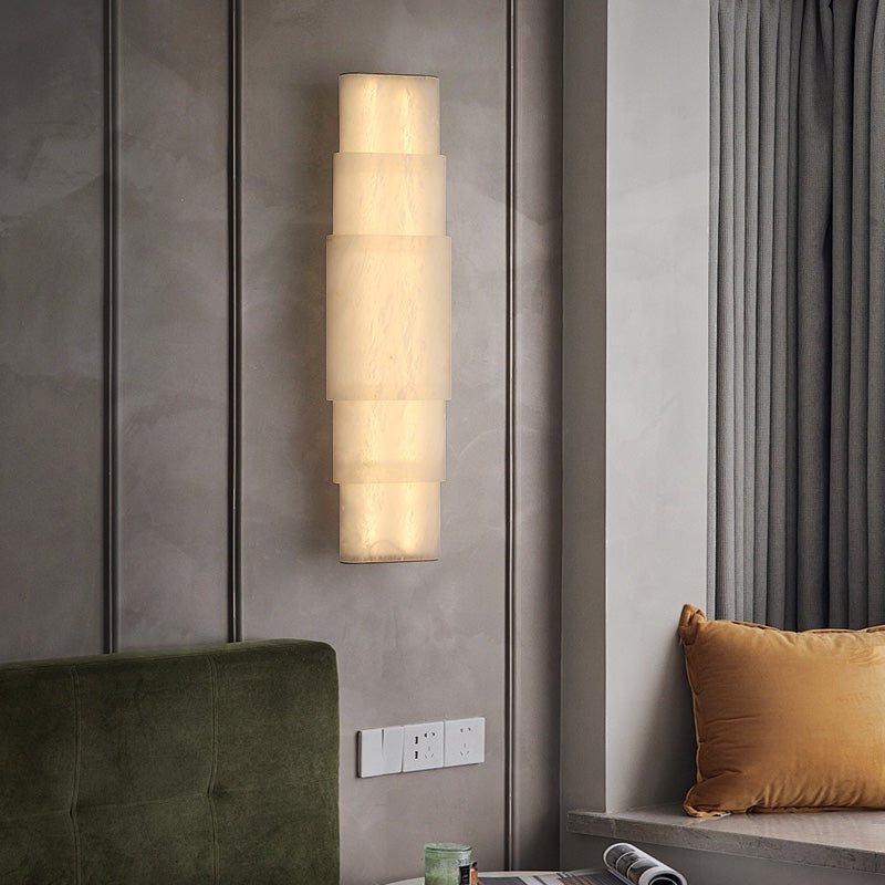 Dornette Tiered Alabaster Column Sconce