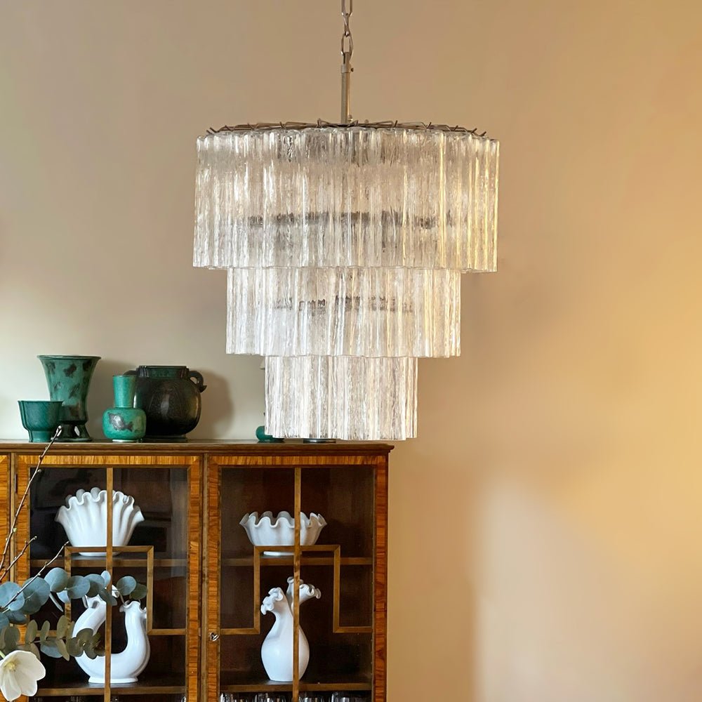 Lioroiel Chandelier Tiered Murano Glass Tube Waterfall Luxury