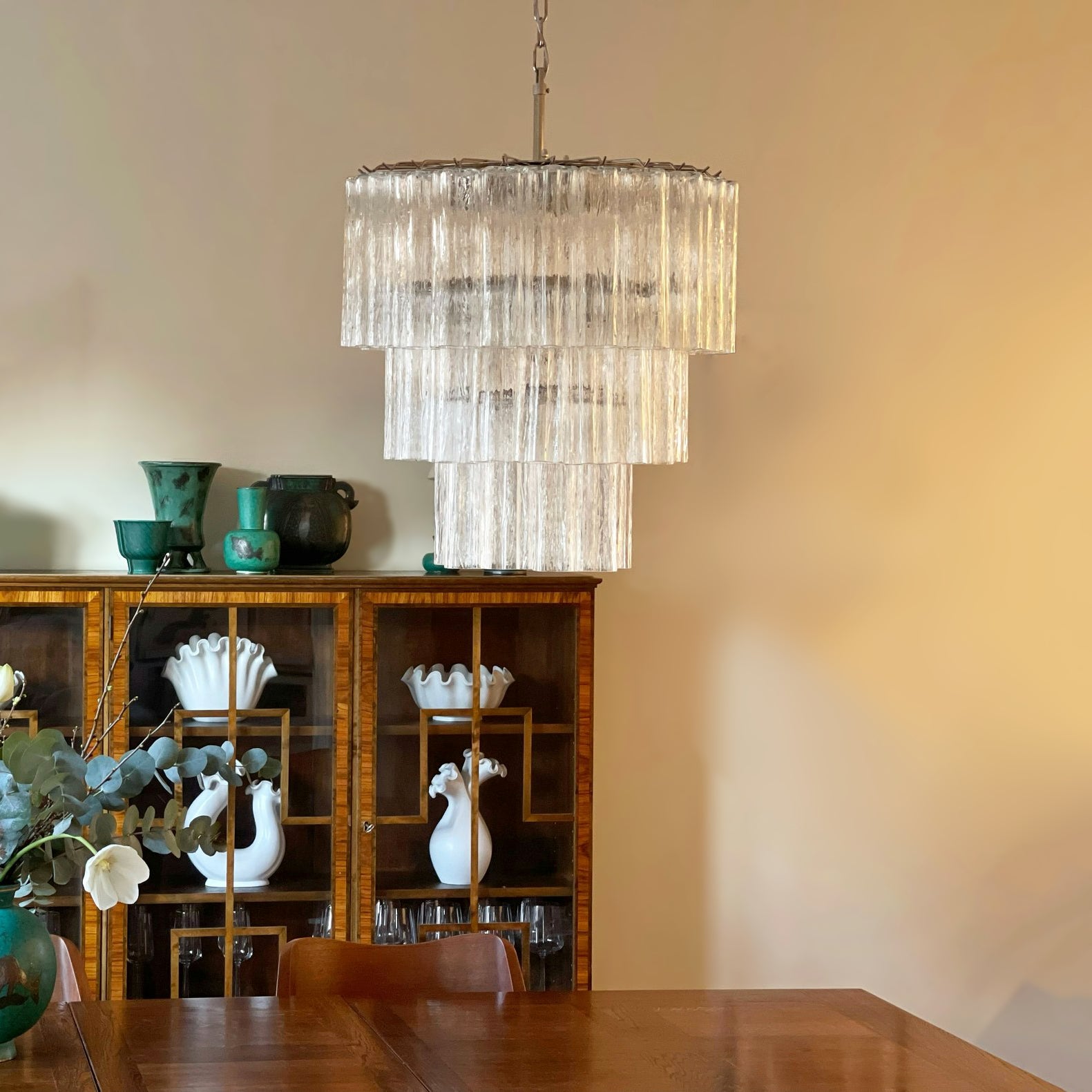 Lioroiel Chandelier Tiered Murano Glass Tube Waterfall Luxury