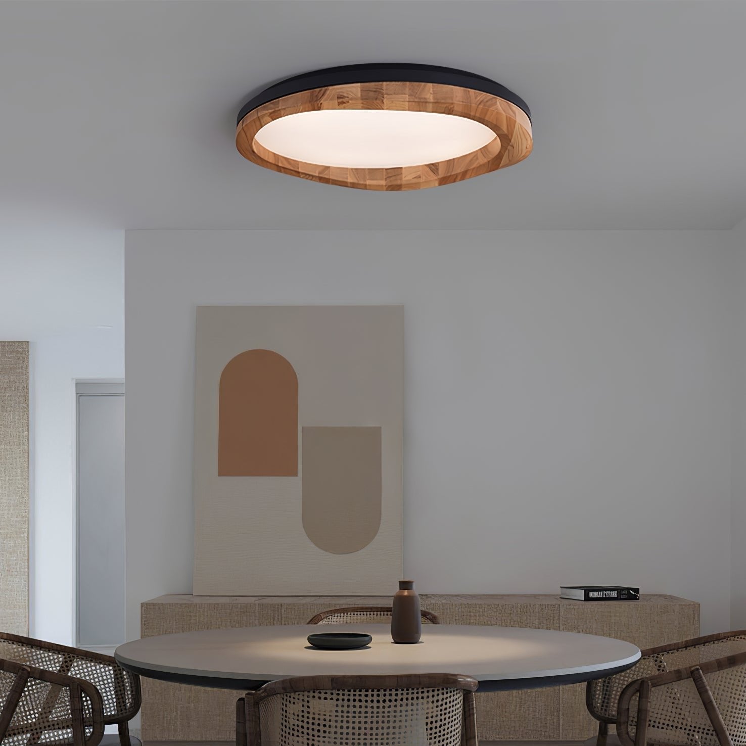 Artalis Walnut Wood Flush Mount