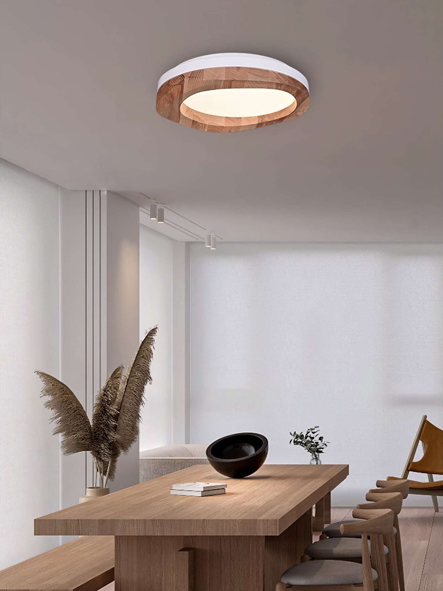 Artalis Walnut Wood Flush Mount