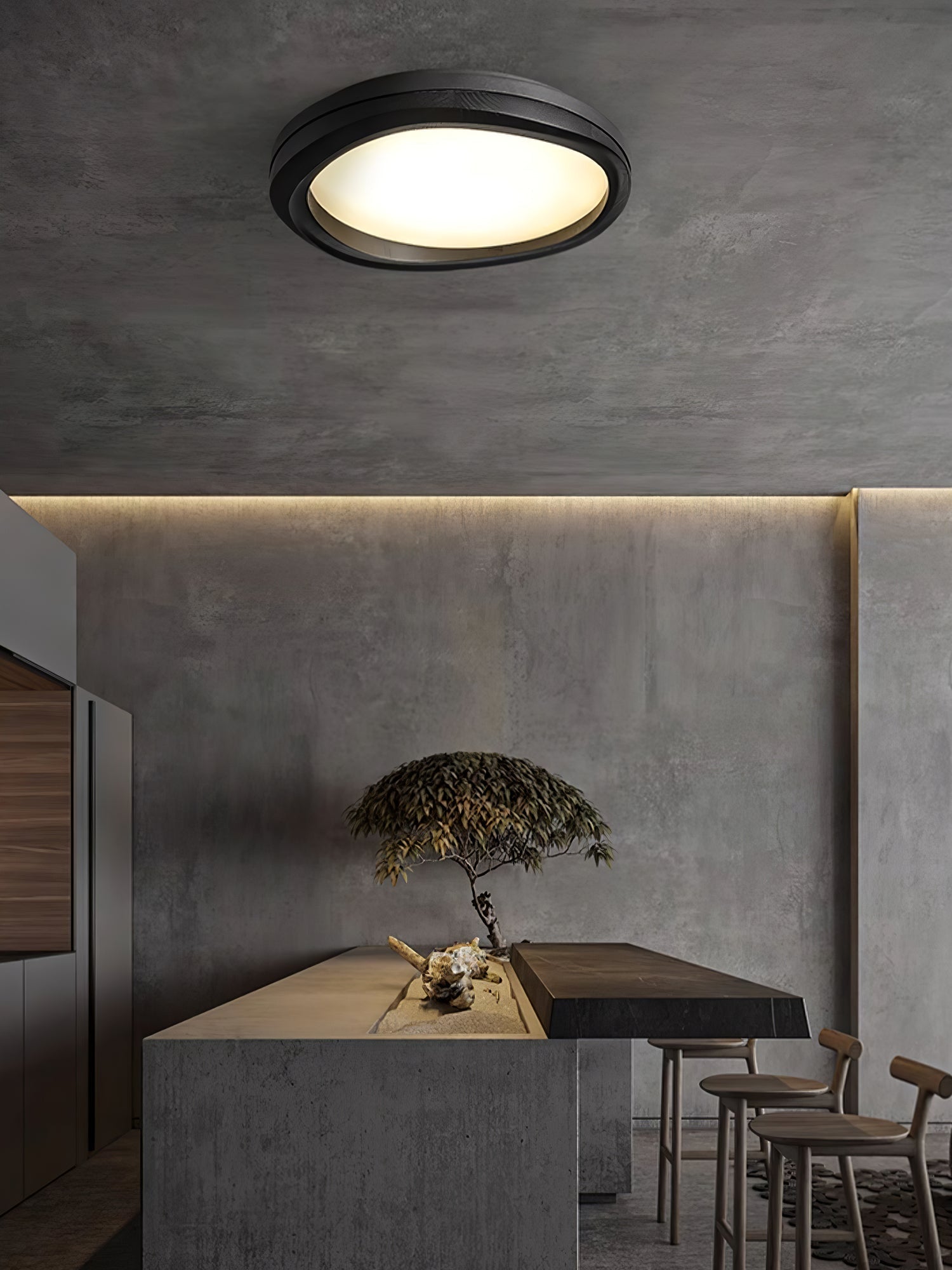 Artalis Walnut Wood Flush Mount