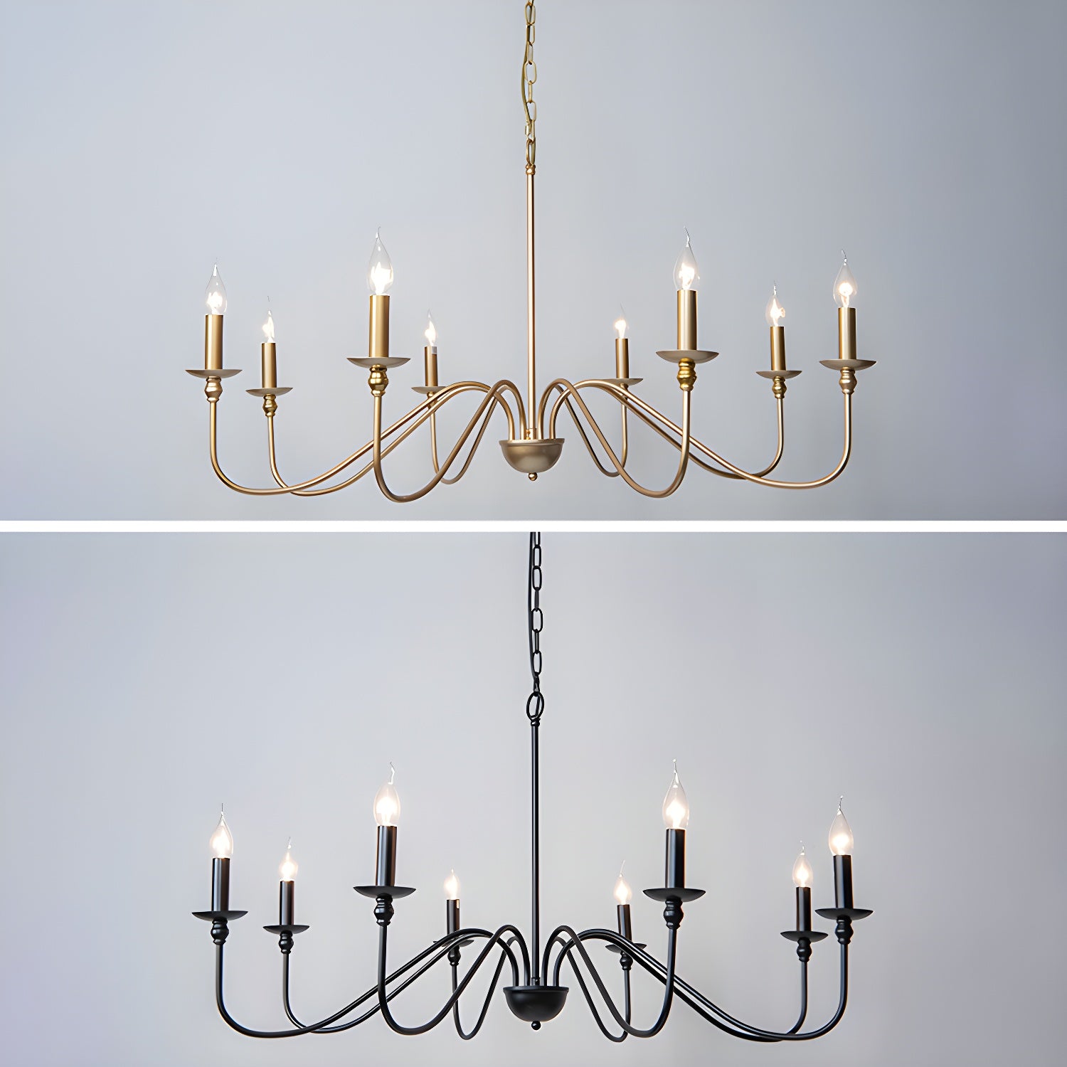 Orielissa Chandelier Gold Candle Curved Arms