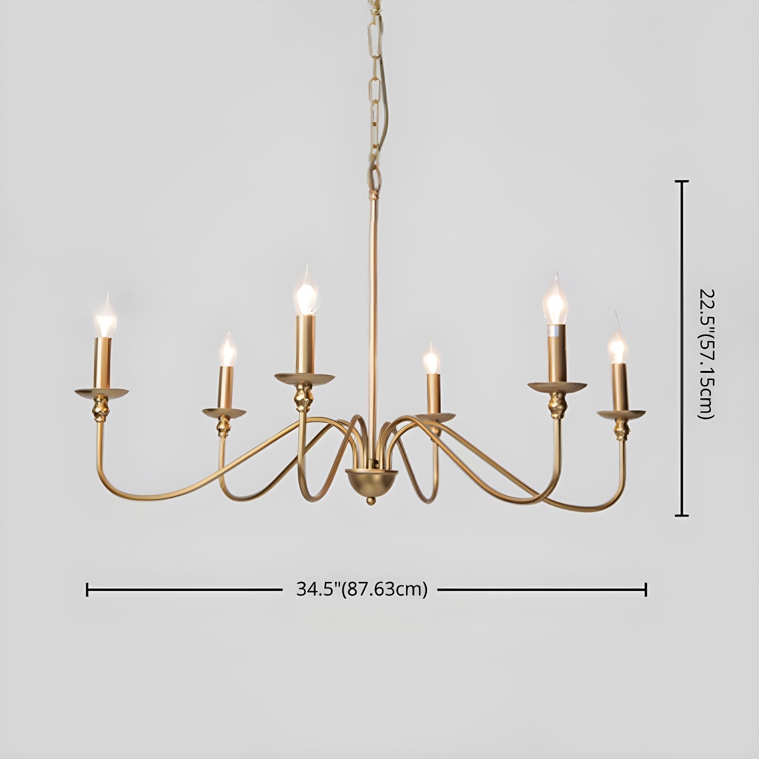 Orielissa Chandelier Gold Candle Curved Arms