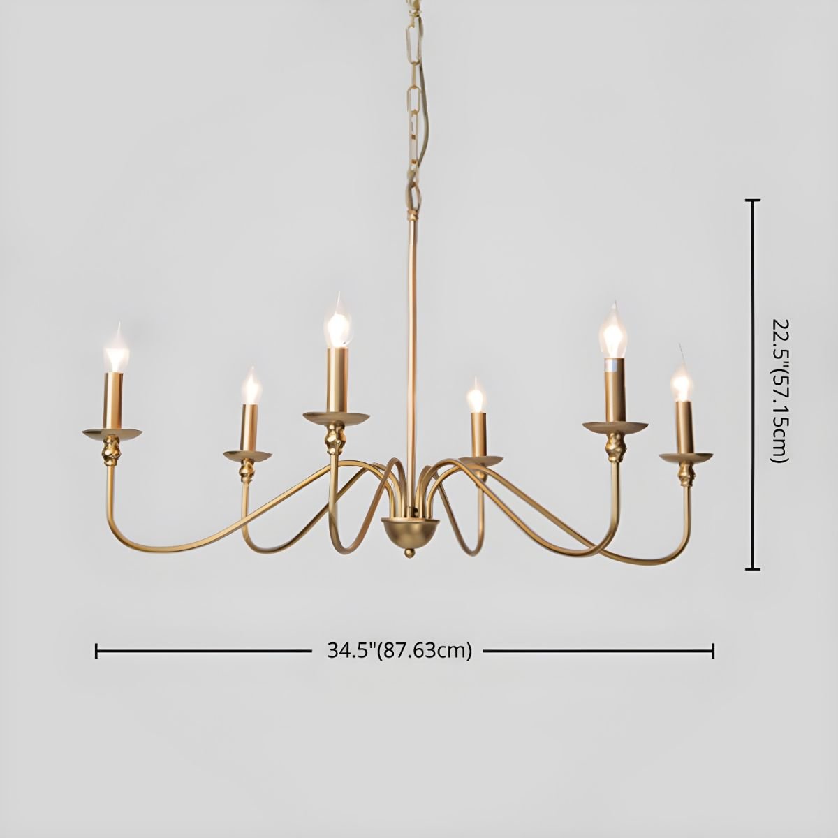 Orielissa Chandelier Gold Candle Curved Arms