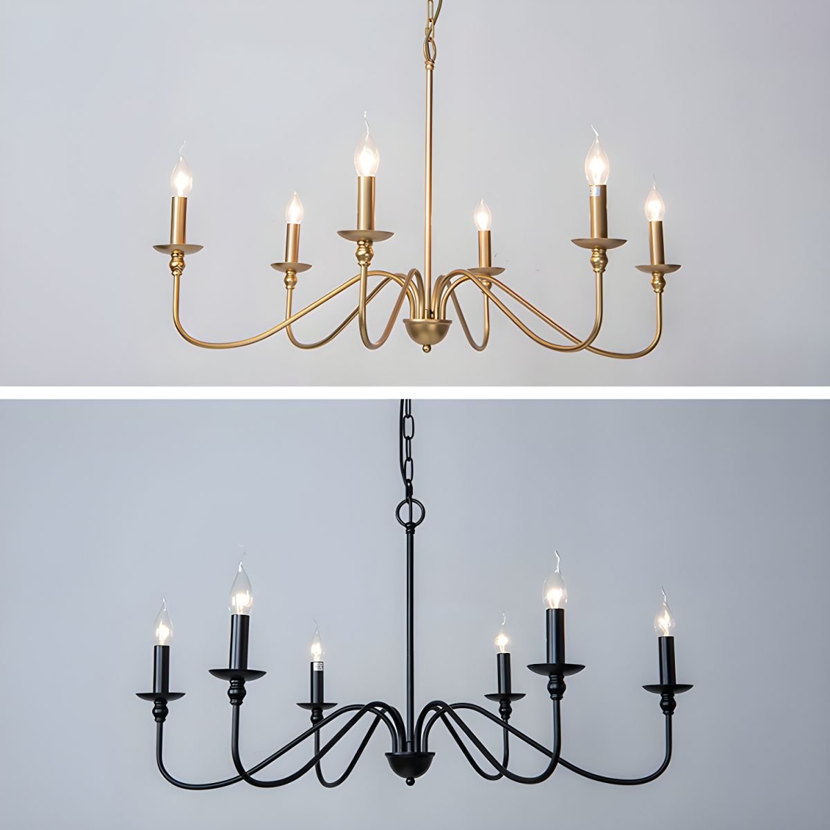 Orielissa Chandelier Gold Candle Curved Arms