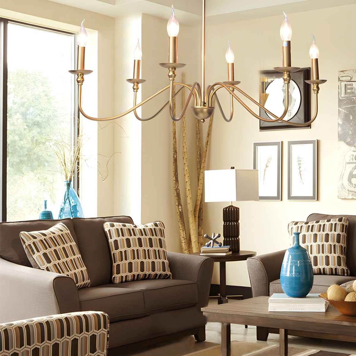 Orielissa Chandelier Gold Candle Curved Arms