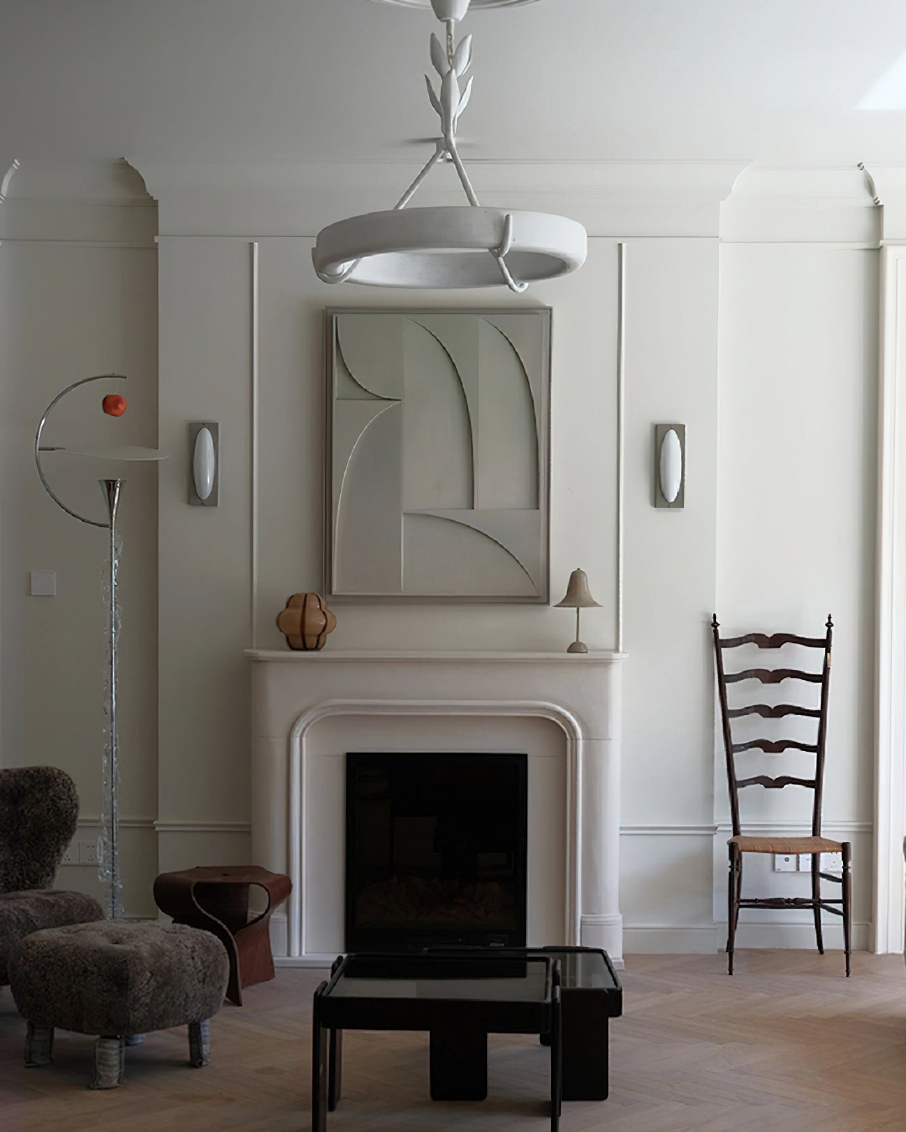 Eixor Chandelier Plaster White Floral Shape Minimalist