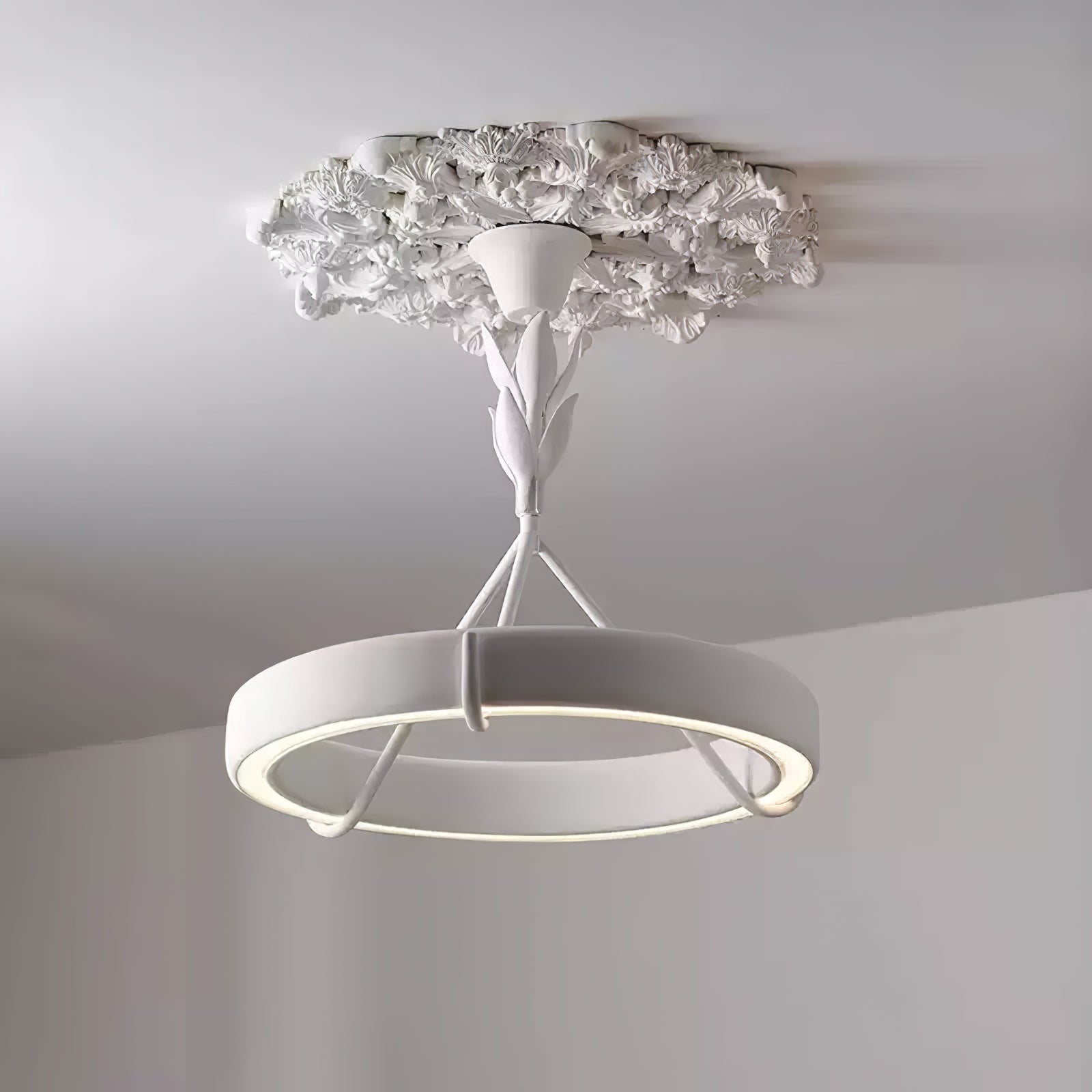 Eixor Chandelier Plaster White Floral Shape Minimalist