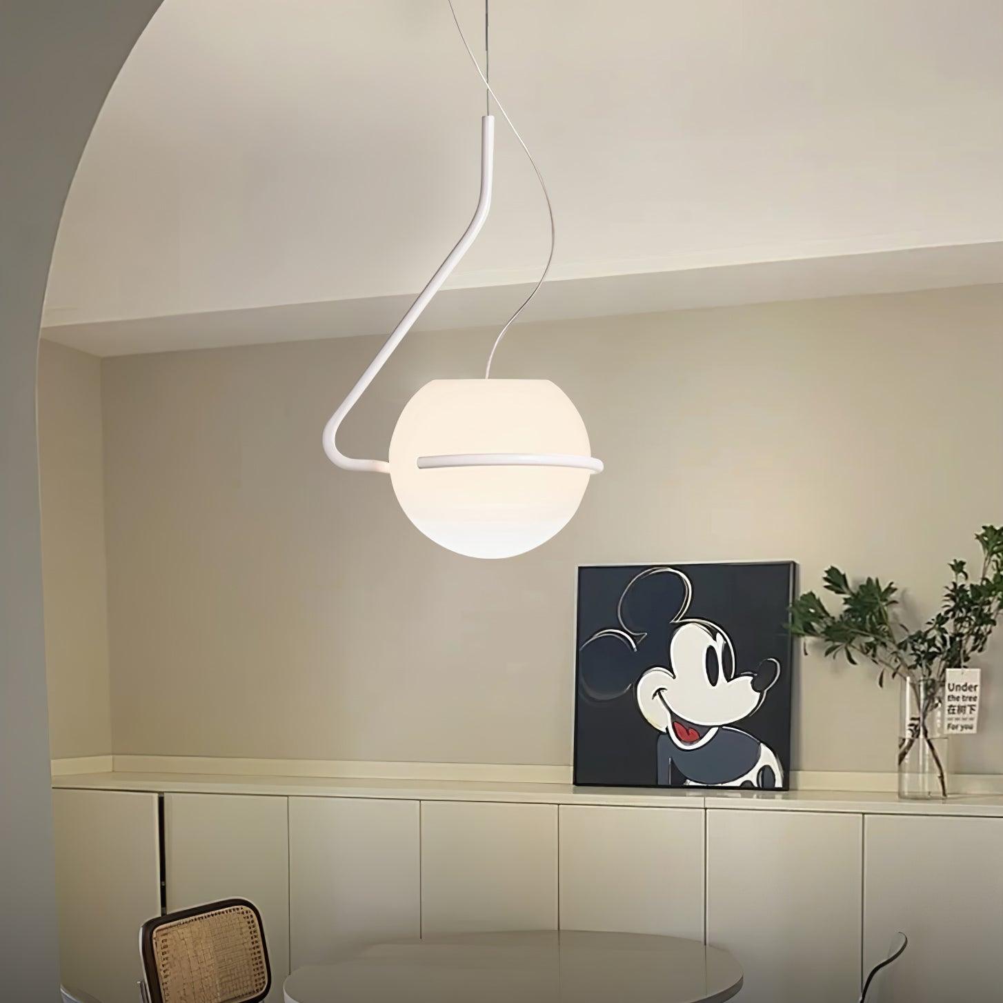 Circular Minimalist Glass Pendant Lamp - Neutral Decor