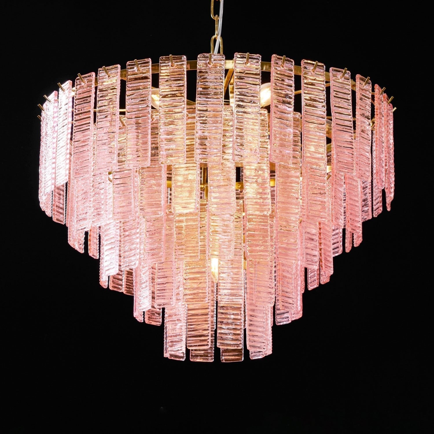 Lioririan Chandelier Pink Murano Glass Layered Vintage Luxury