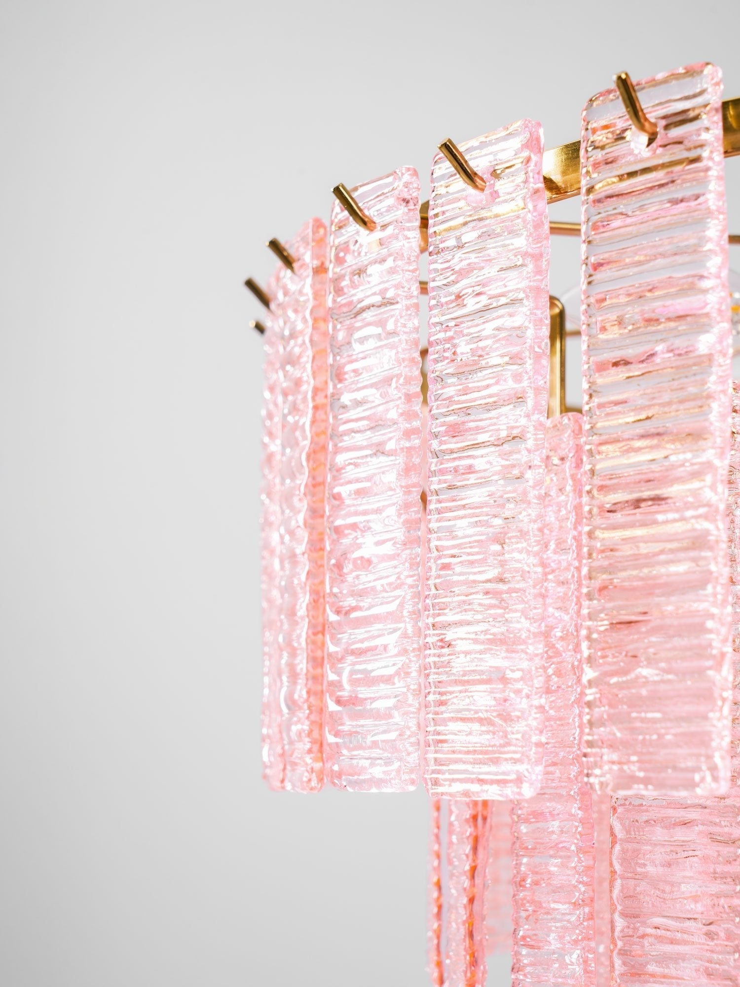 Lioririan Chandelier Pink Murano Glass Layered Vintage Luxury