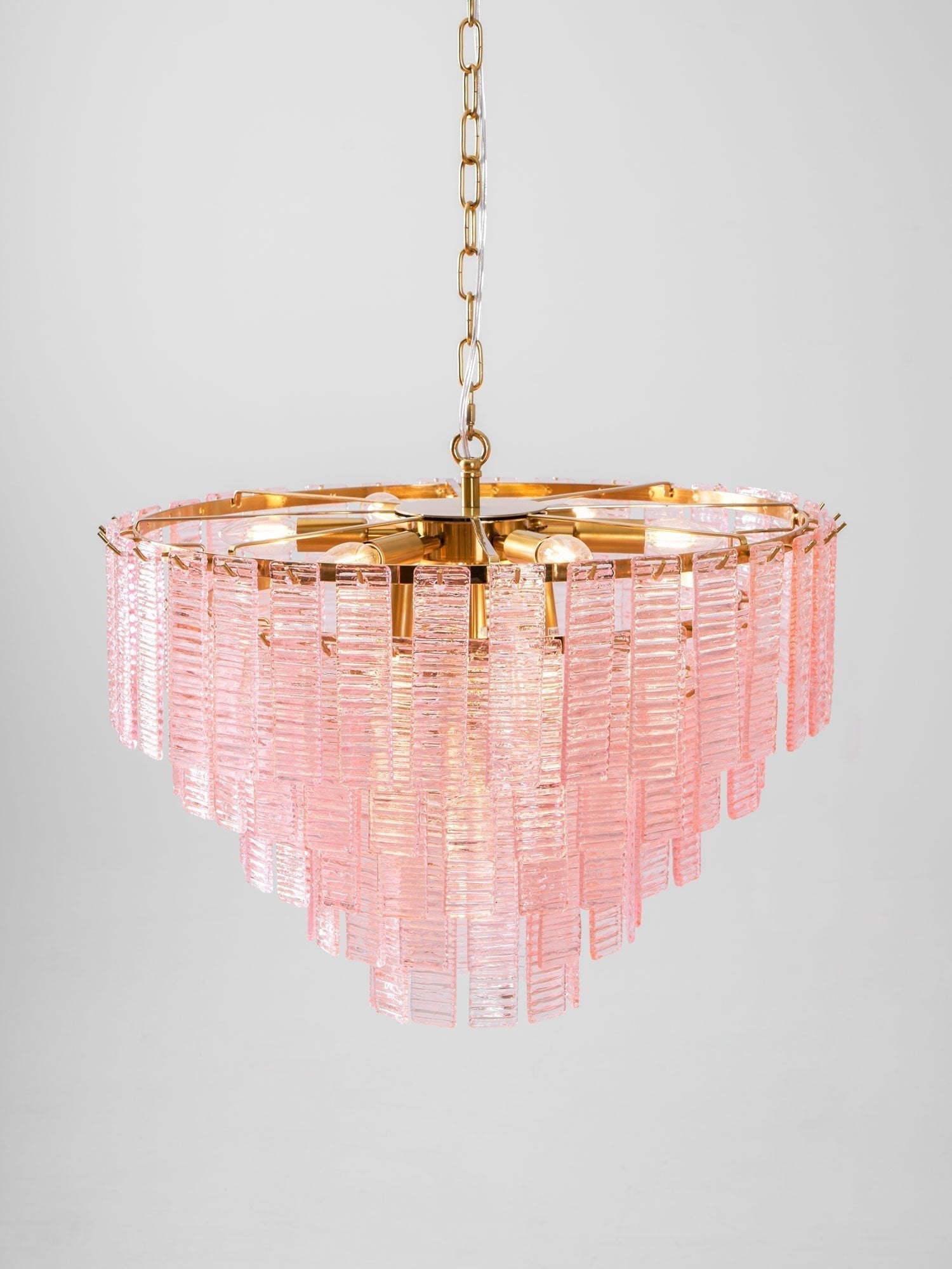 Lioririan Chandelier Pink Murano Glass Layered Vintage Luxury