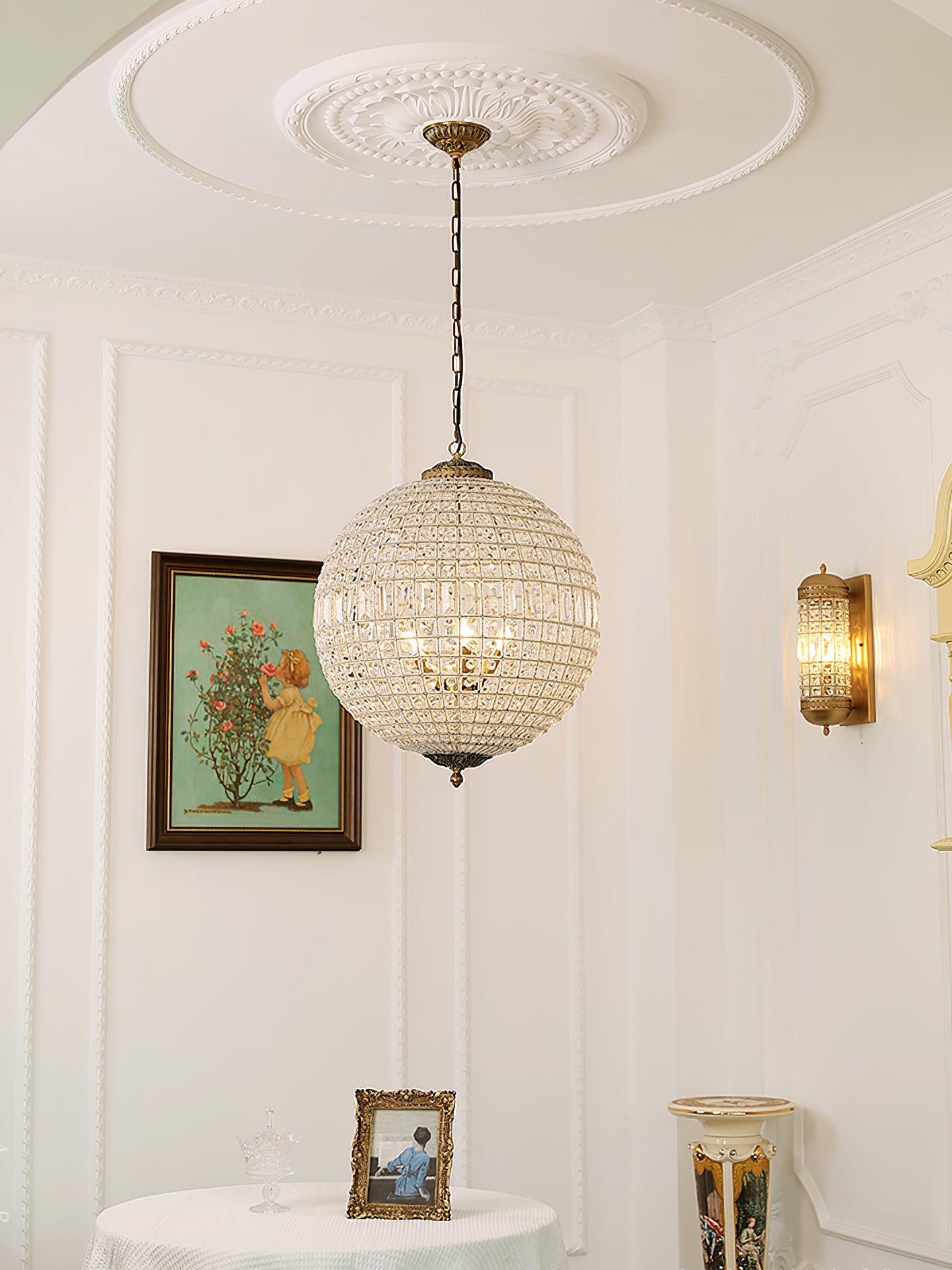 Elyinissa Chandelier Gold Globe Crystal Vintage