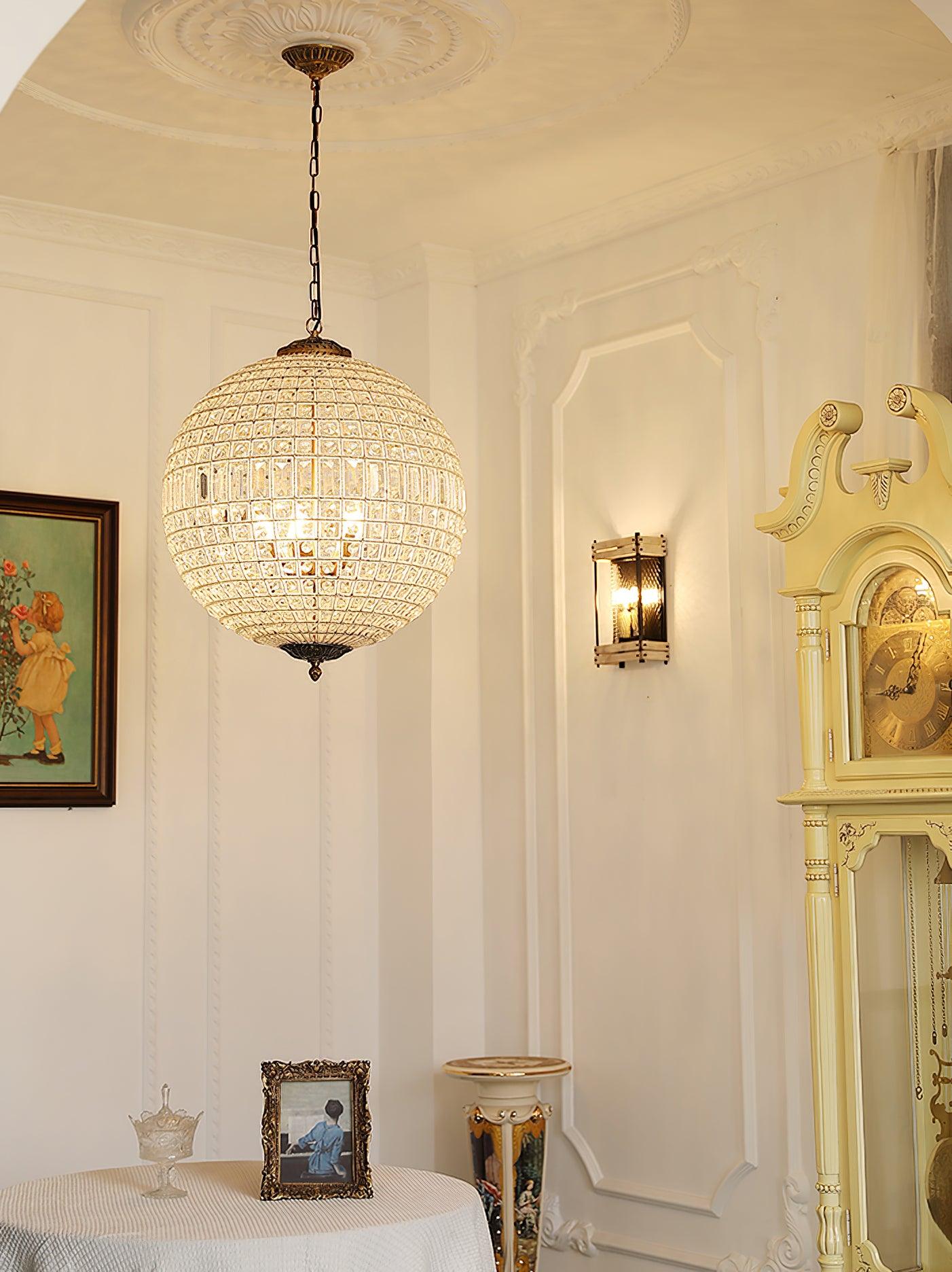 Elyinissa Chandelier Gold Globe Crystal Vintage