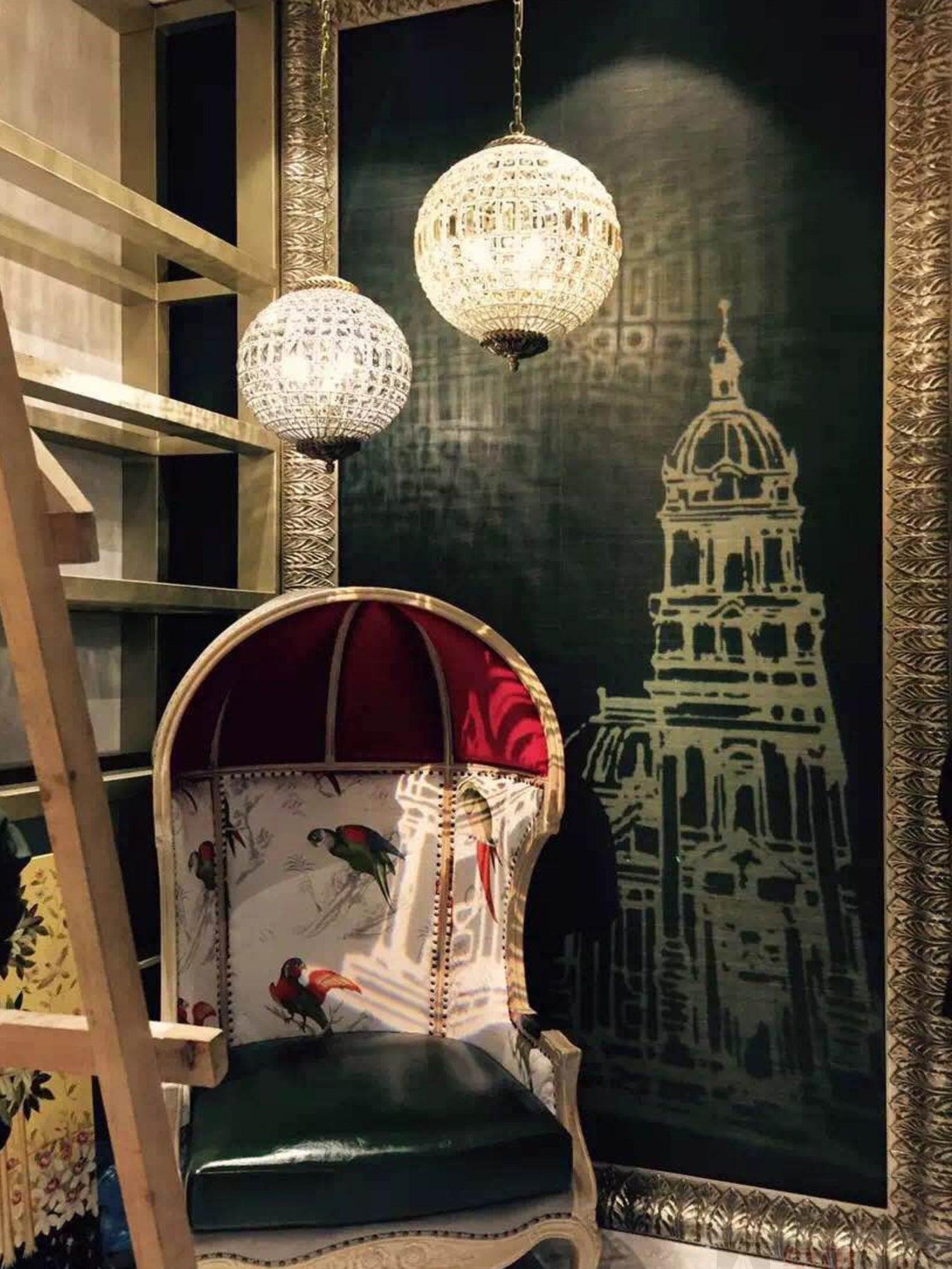 Elyinissa Chandelier Gold Globe Crystal Vintage