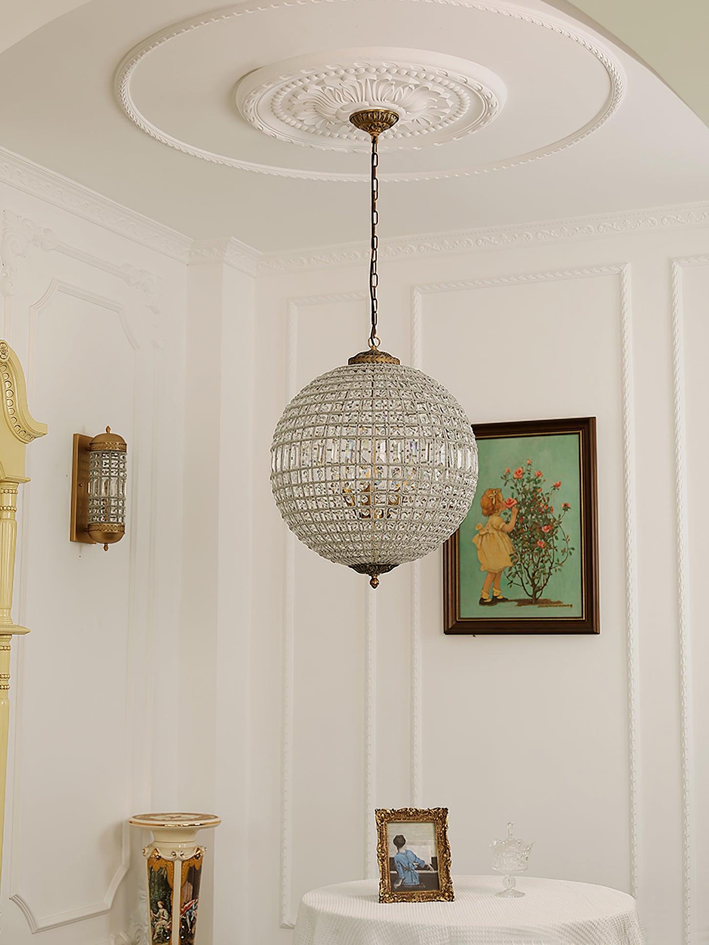 Elyinissa Chandelier Gold Globe Crystal Vintage