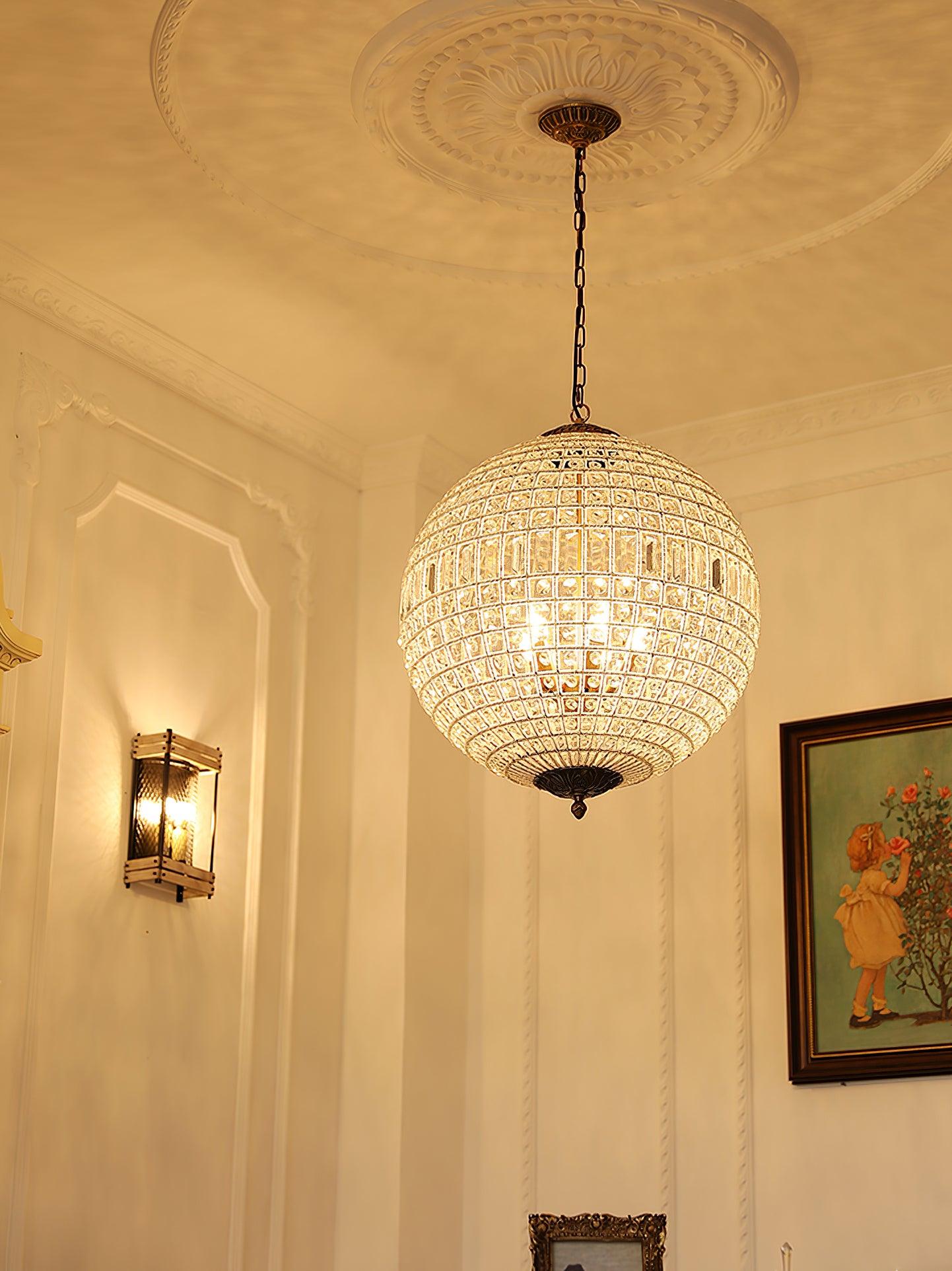Elyinissa Chandelier Gold Globe Crystal Vintage