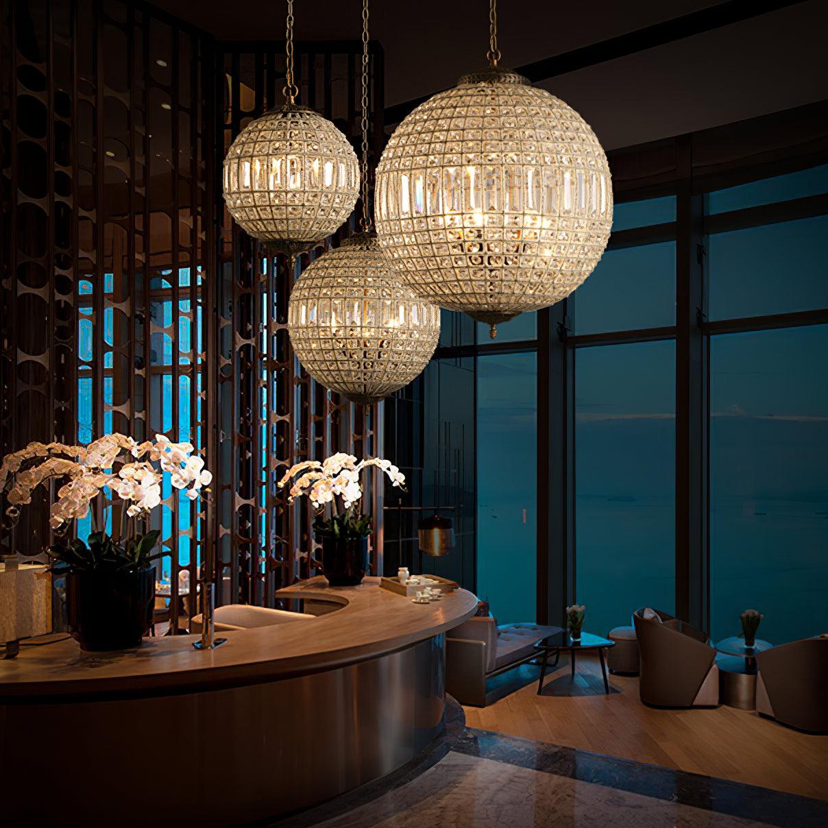Elyinissa Chandelier Gold Globe Crystal Vintage