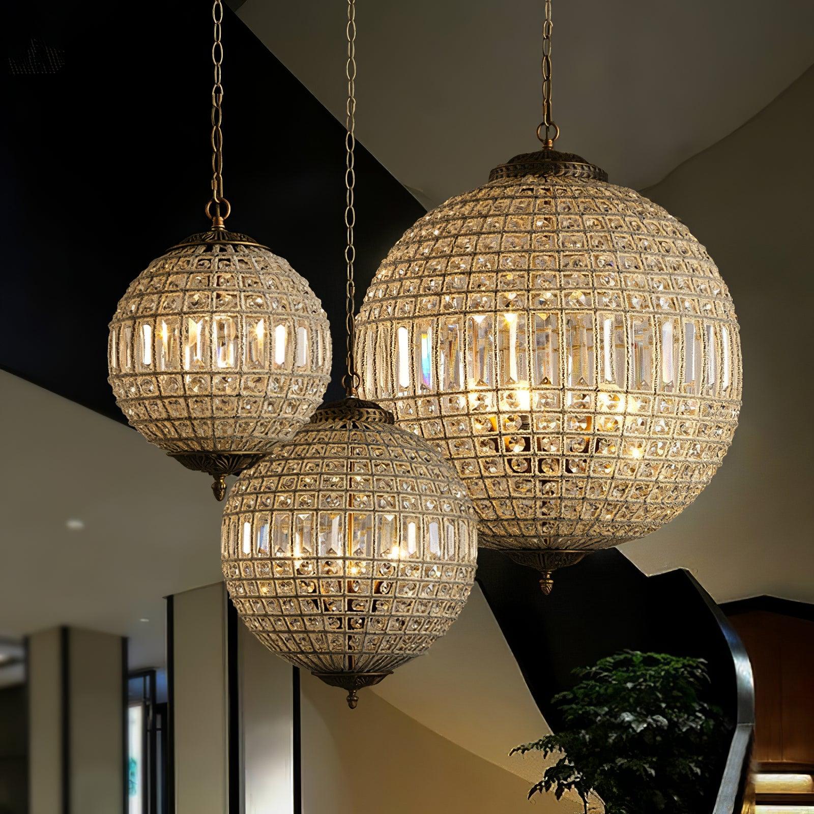 Elyinissa Chandelier Gold Globe Crystal Vintage